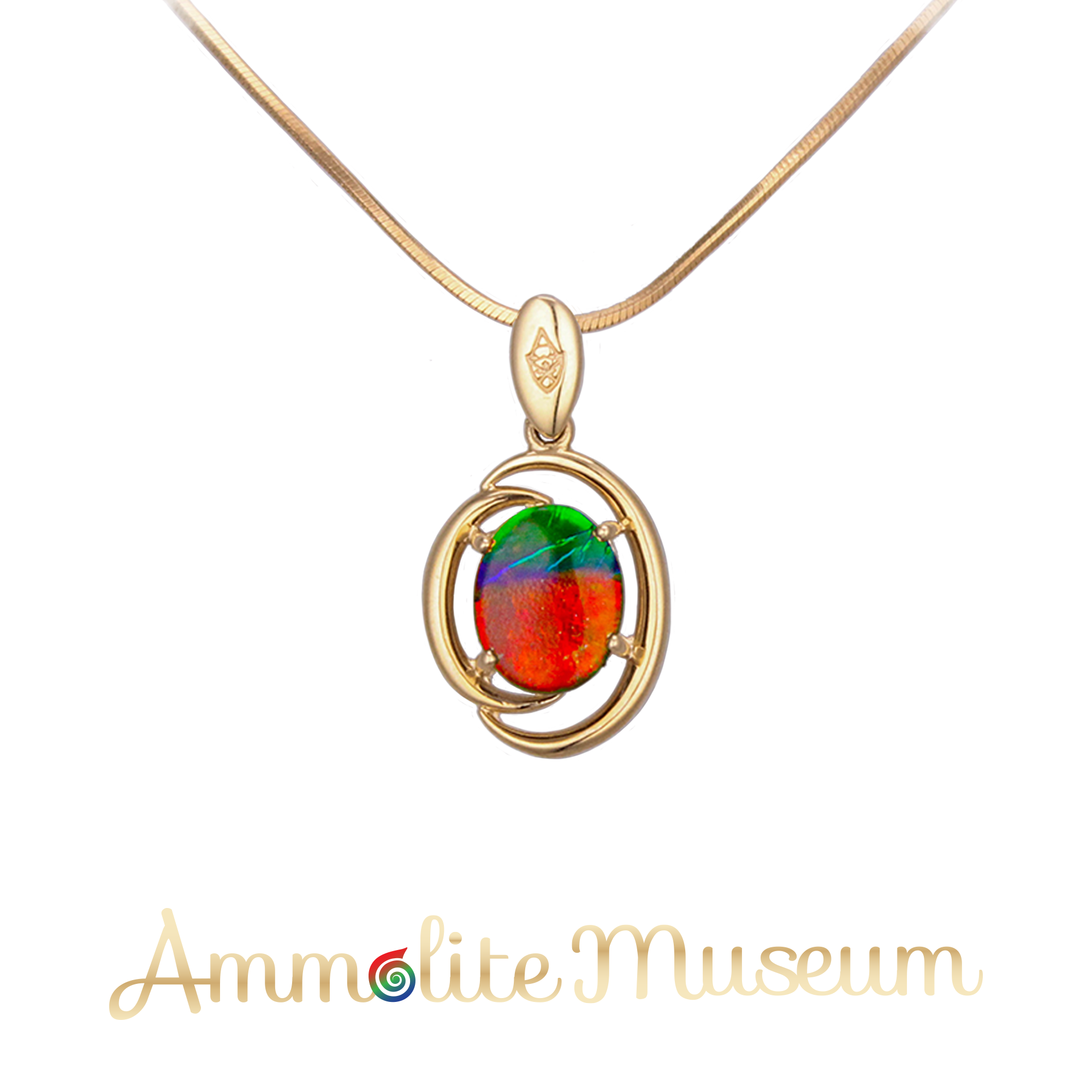 14K Gold Oval Harmony Ammolite Pendant Necklace for Women - Elegant Jewelry Gift for Birthday, Anniversary & Special Occasions