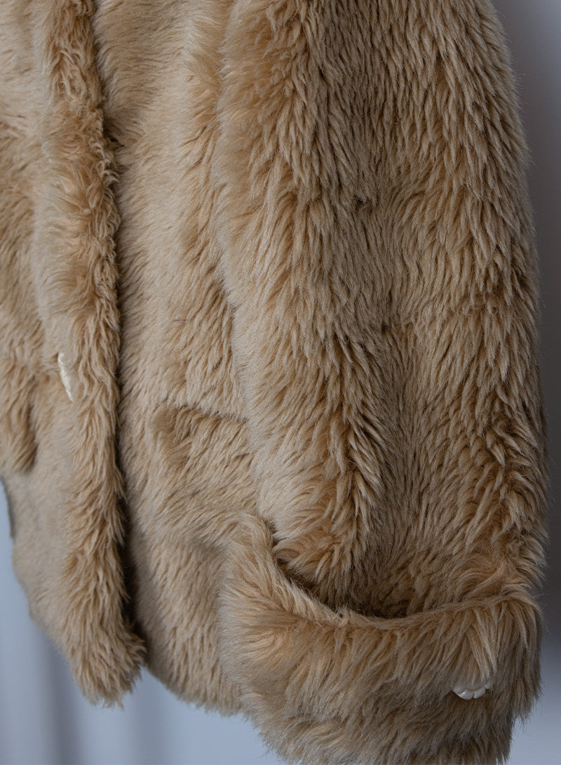 Miu Miu Beige & Lilac Teddy Coat Size 38 | Women's Luxury Winter Jacket for Fashion Outfits & Cold Weather