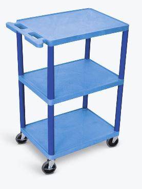 Luxor 3-Tier Rolling Utility Cart with Wheels - Blue Metal Storage Organizer for Kitchen, Bathroom, Office, or Garage Use