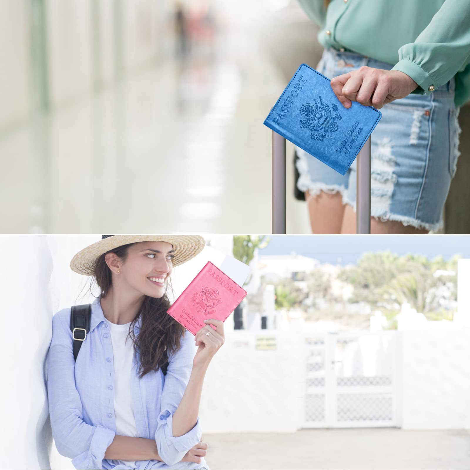 Eoehro 2-Pack RFID Blocking Passport Holder Wallet - Waterproof Travel Document Organizer for Women & Men | Perfect for International Flights, Vacations & Business Trips