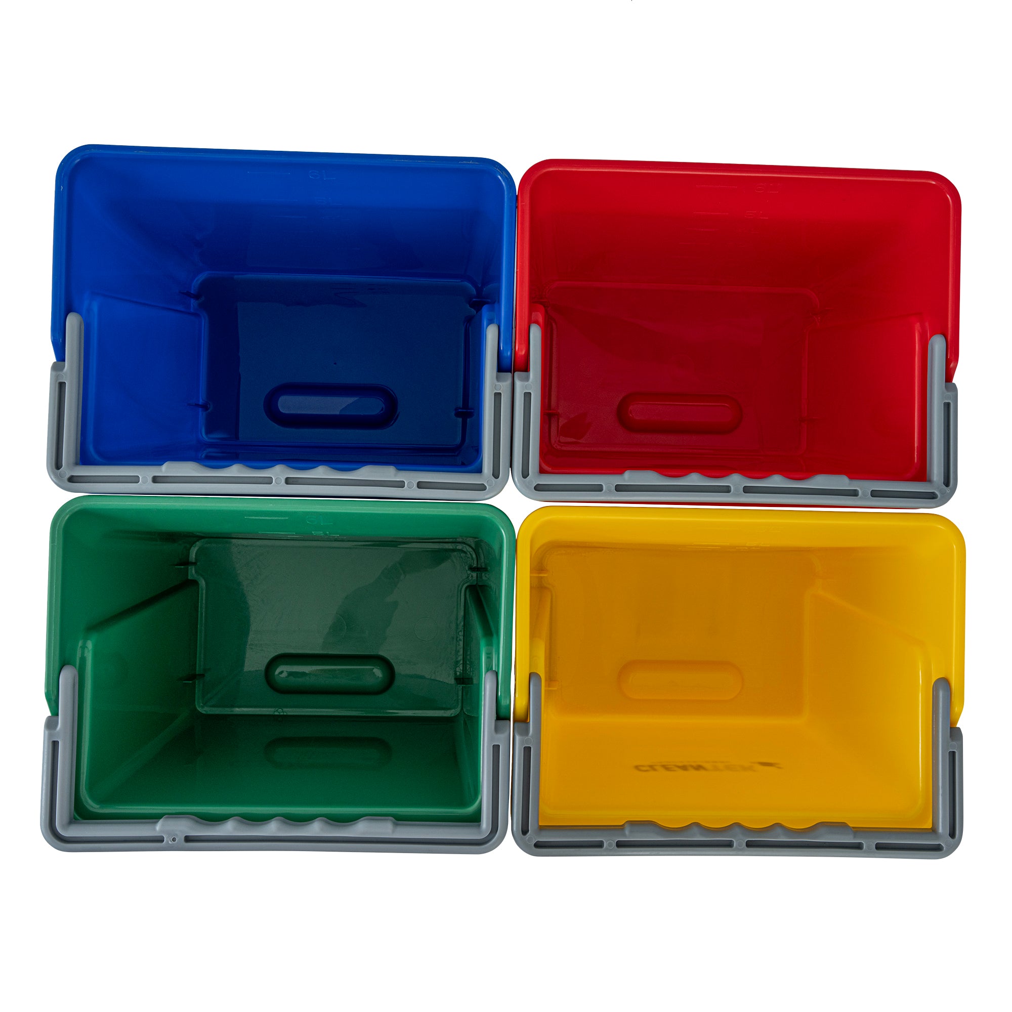 6 Qt Color-Coded Cleaning Bucket Set - Green, Blue, Red & Yellow for Home, Office & Janitorial Use | Multi-Purpose Cleaning Organization System