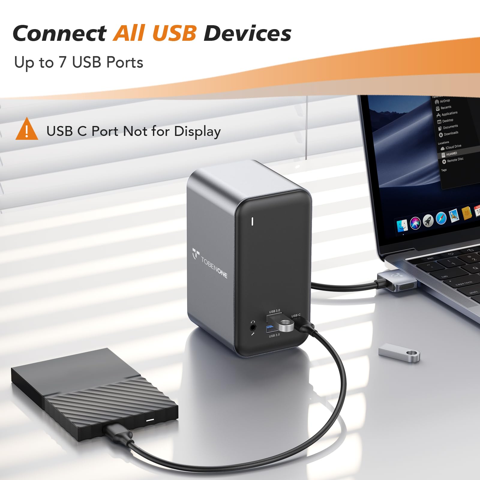 TobenONE Dual Monitor Docking Station with 100W GaN III Charger - USB C Hub for MacBook Pro/Air, 2x 4K HDMI, 7 USB Ports, SD/Micro SD, Gigabit Ethernet, 87W PD, Audio Jack - Perfect for Home Office & Remote Work Setup