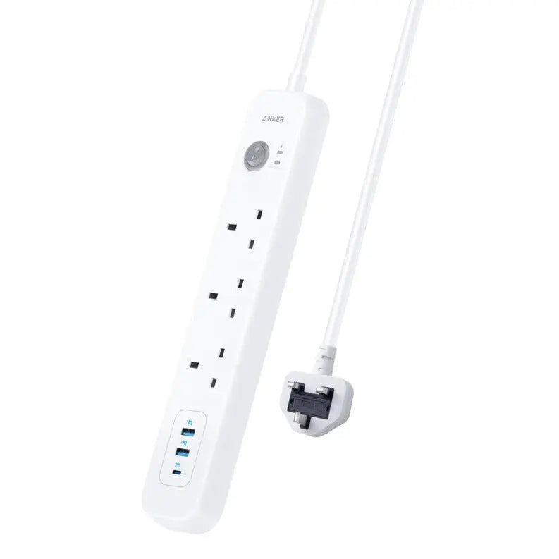 3-Outlet Extension Cord with USB & USB-C Ports - 6ft Power Strip Surge Protector for Home, Office, and Travel Charging Multiple Devices