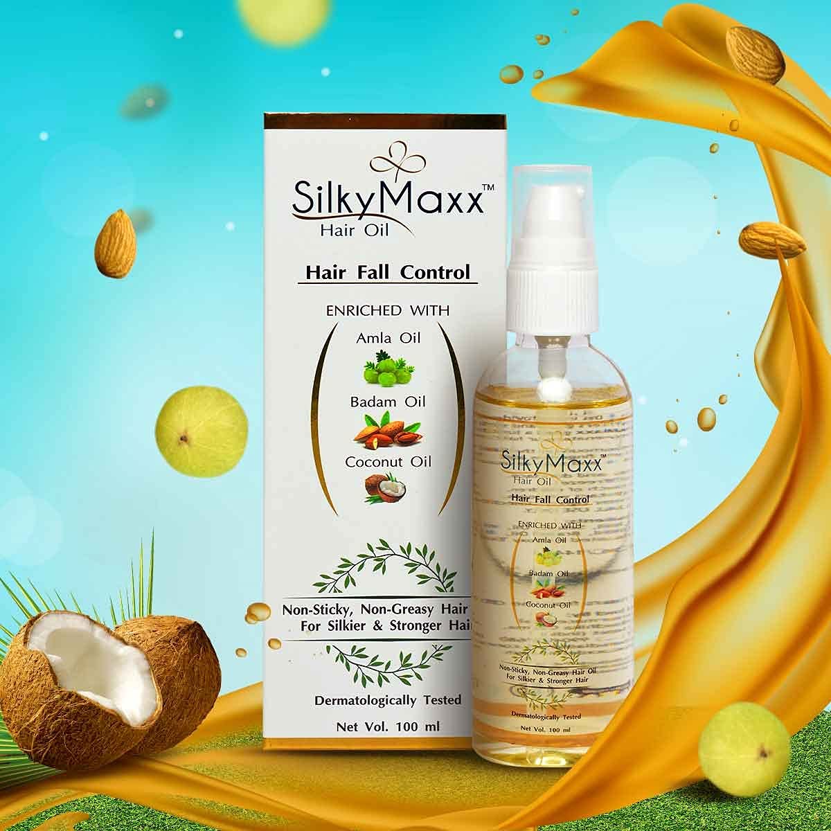 SilkyMaxx Hair Growth Oil with Amla, Almond & Coconut - Anti Hair Fall, Non-Greasy & Lightweight Formula for Stronger, Healthier Hair - Perfect for Daily Use, Styling & Scalp Care