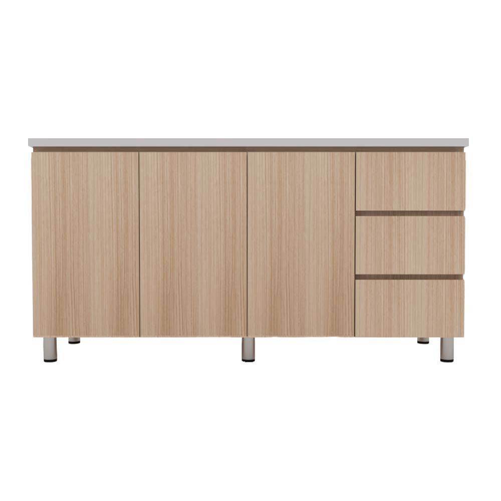 Lorena 3-Door Kitchen Cabinet - White Wooden Storage Organizer for Pantry, Bathroom & Laundry Room - Perfect for Home Organization & Space Saving