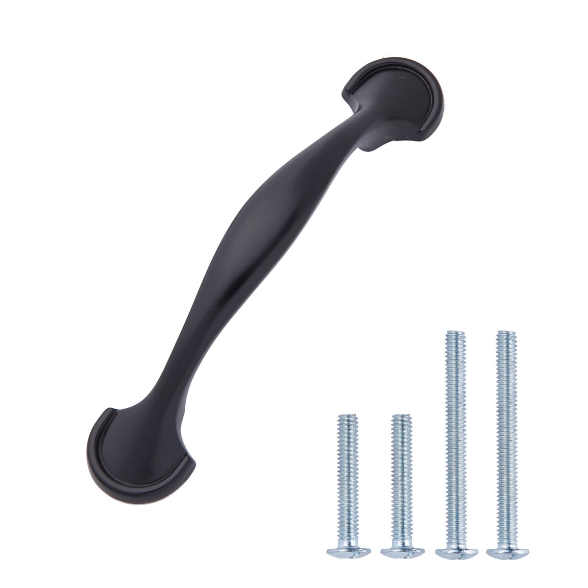 Vintage Antique Curved Cabinet Handle Pull - 3 Inch Center to Center, Flat Black Finish (200 Pack) - Perfect for Kitchen Cabinets, Dressers, Furniture Restoration & DIY Home Decor Projects