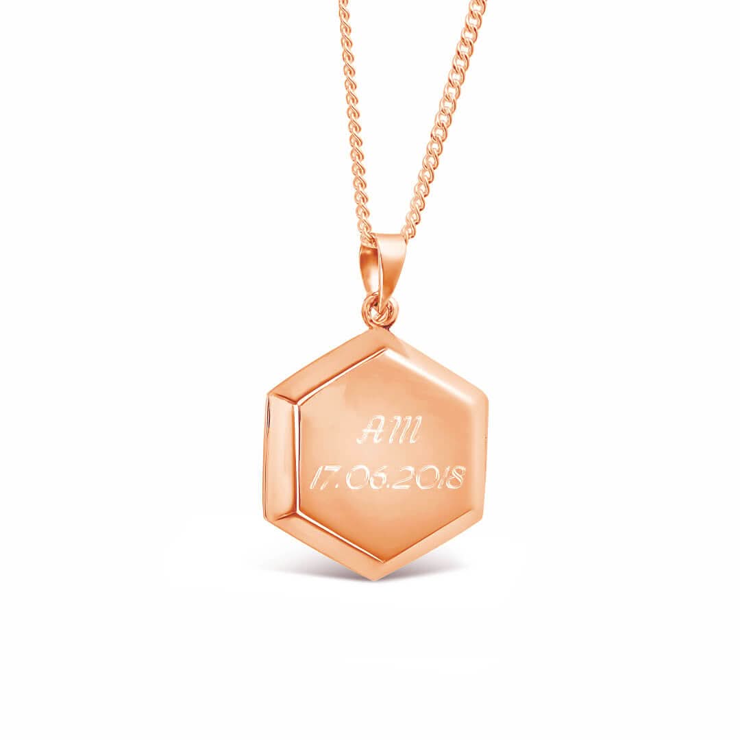 Hexagon Locket Necklace - Rose Gold Pendant Jewelry for Women, Gift for Her, Valentine's Day, Anniversary | Elegant Layering Necklace for Everyday Wear & Special Occasions