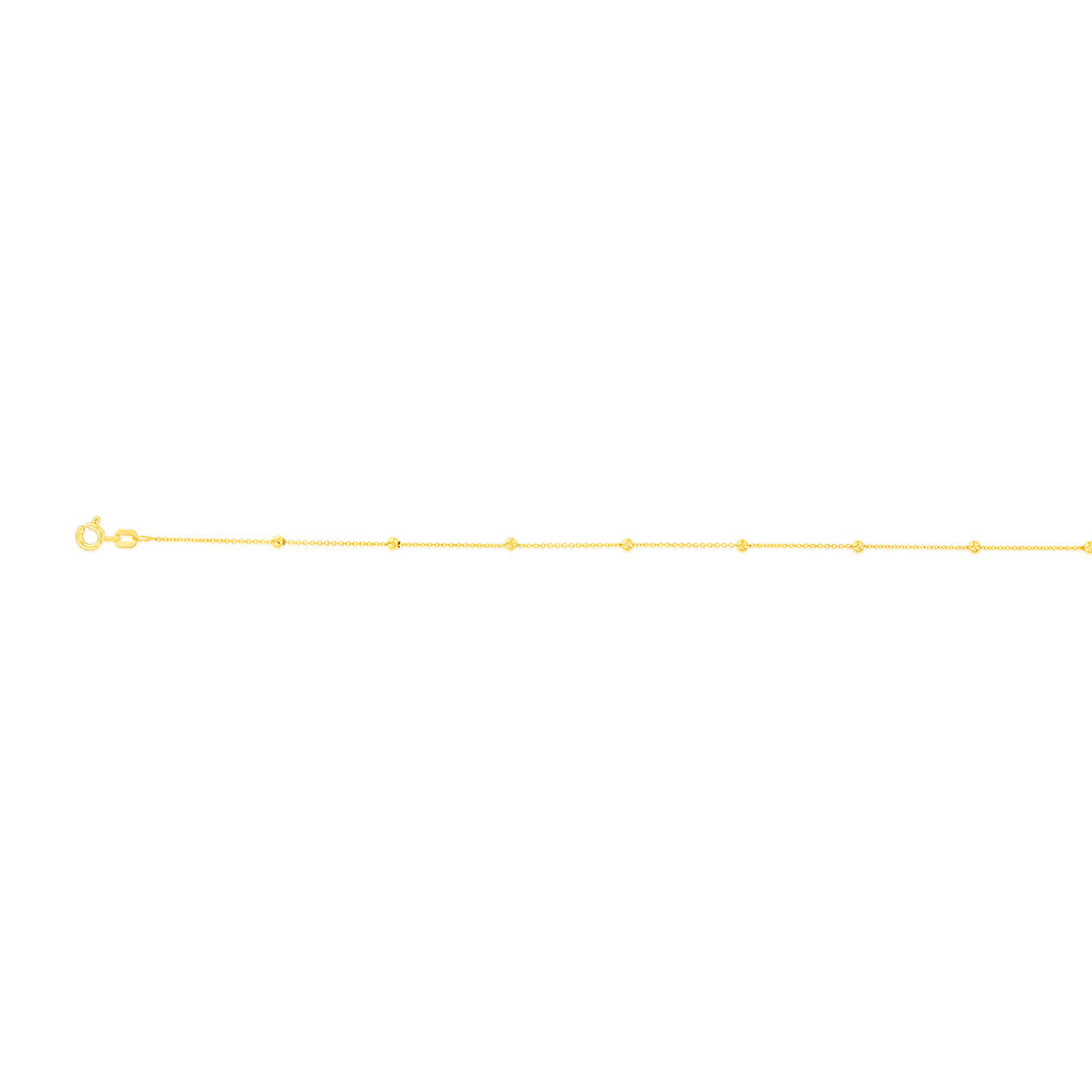 9ct Yellow Gold Beaded Anklet - 25+5cm Adjustable Chain for Women | Perfect for Beach, Party & Everyday Wear
