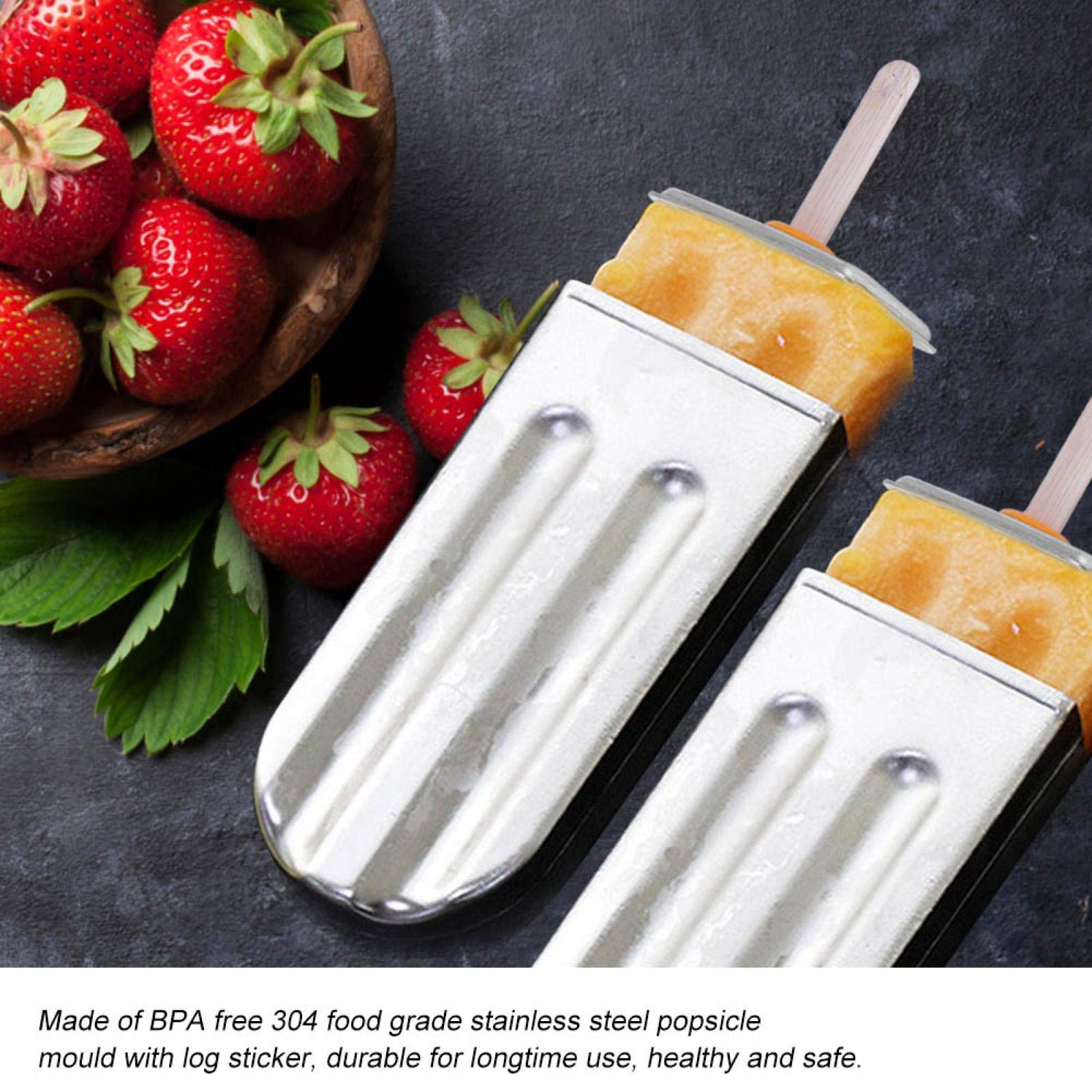10Pcs Stainless Steel Ice Cream Scoops with 100Pcs Sticks Holder - Commercial Grade Round Head Scoop for Ice Cream Parlors, Dessert Shops & Catering Services