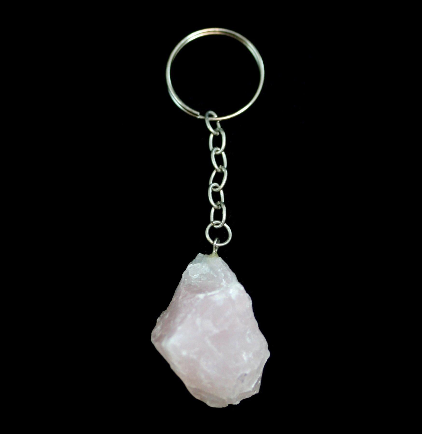 Rose Quartz Keychain - Natural Crystal Key Ring for Women & Men - Perfect for Home, Office, Car Keys & Gifts