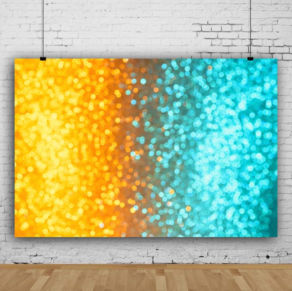 10x8ft Dreamy Light Spots Photography Backdrop - Orange & Baby Blue Sparkling Virtual Background for Wedding Ceremonies, YouTube Videos, Birthday Parties & Personal Events - Perfect for Photo Shoots & Content Creation
