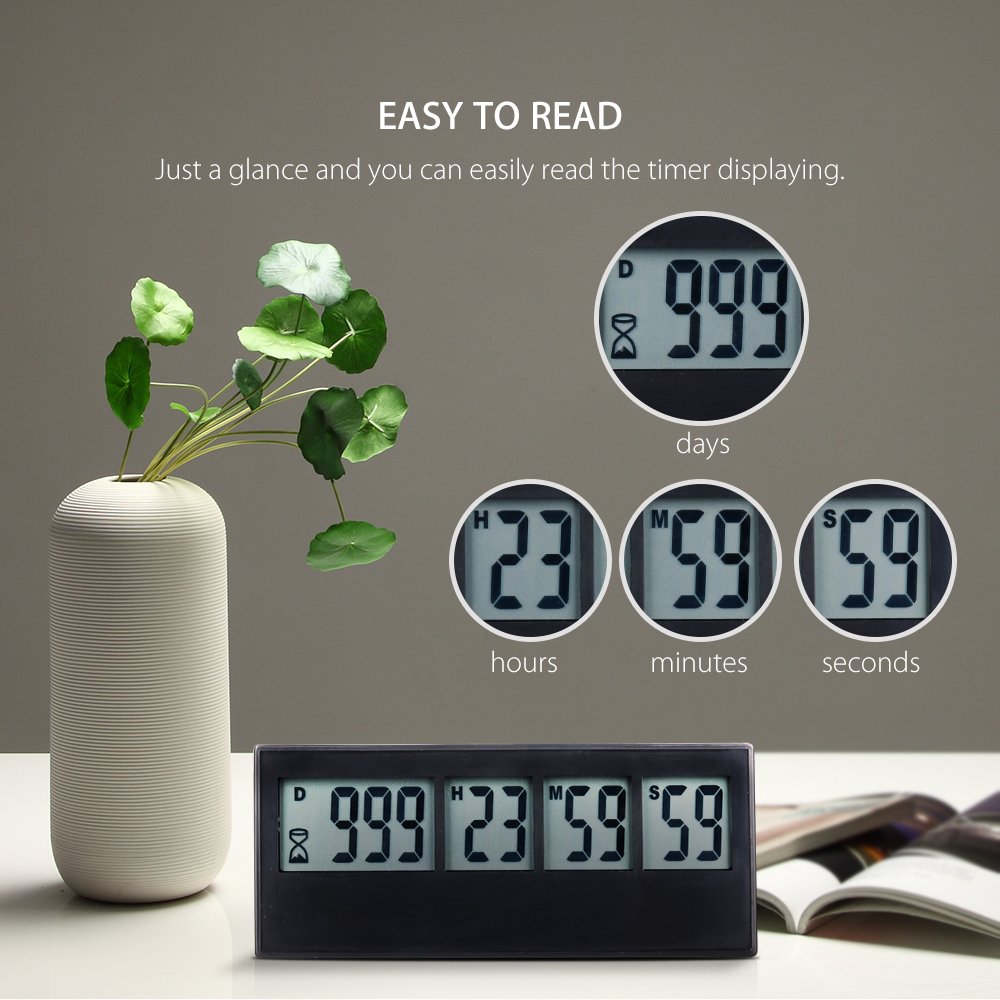 AIMILAR Digital Countdown Timer - 999 Days Large Display with Alarm, for Vacation, Wedding, Retirement, Lab & Kitchen Use | Perfect for Events, Cooking & Scientific Experiments