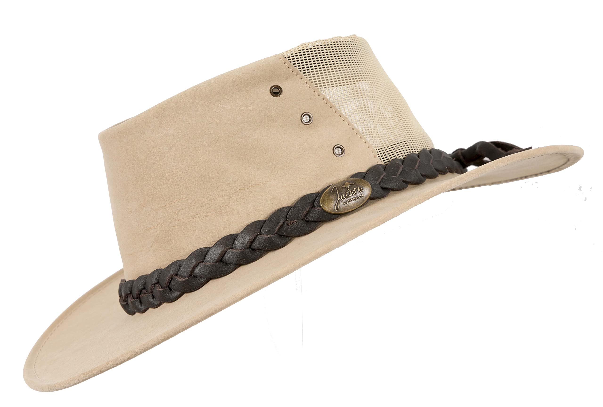 Australian Kangaroo Leather Cooler Hat - Beige for Outdoor Adventures