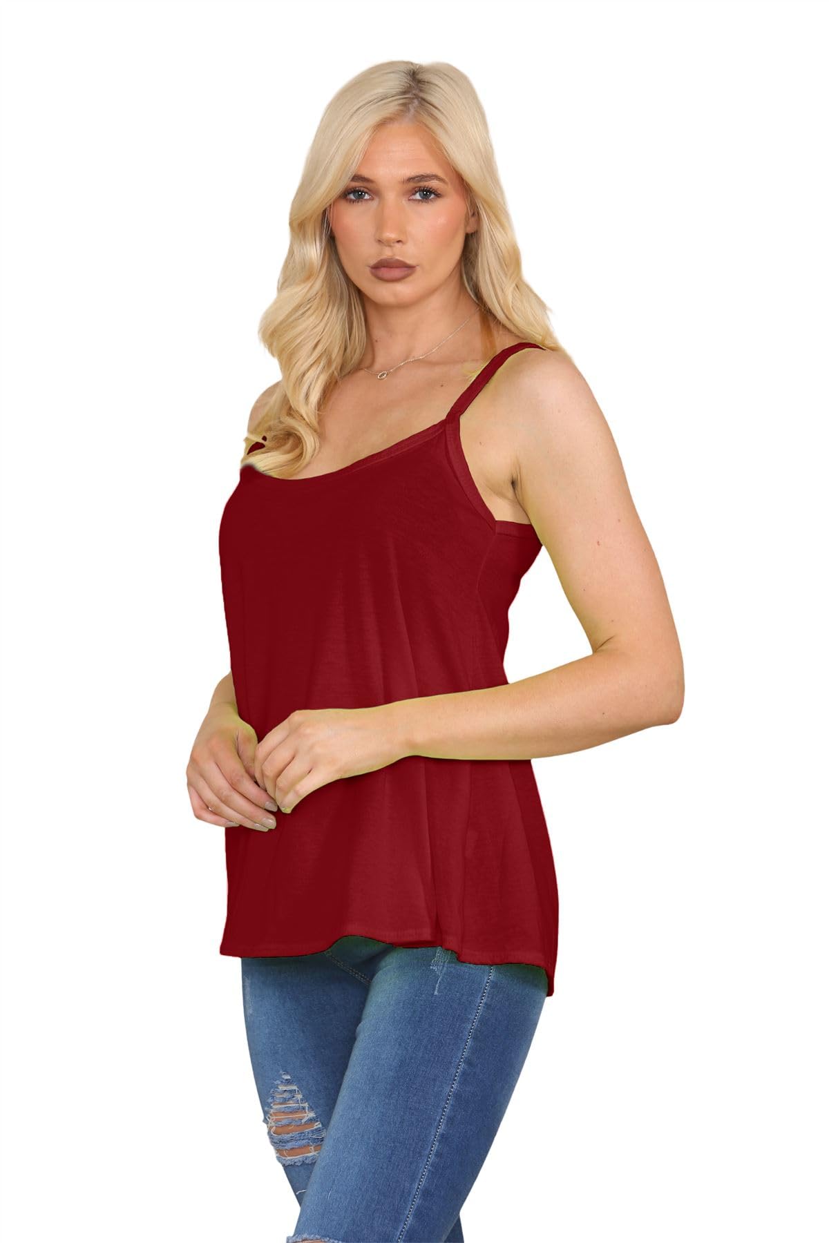 Janisramone® Women's Stretchy Sleeveless Camisole Tank Top - Soft Plain Summer Vest for Women | Perfect for Beach, Yoga, Travel & Casual Wear