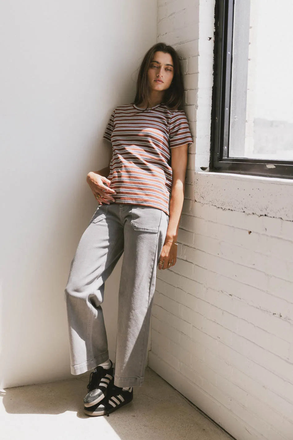 Brown Mckenna Striped Top for Women | Casual & Comfortable Blouse | Perfect for Everyday Wear, Office, and Outings