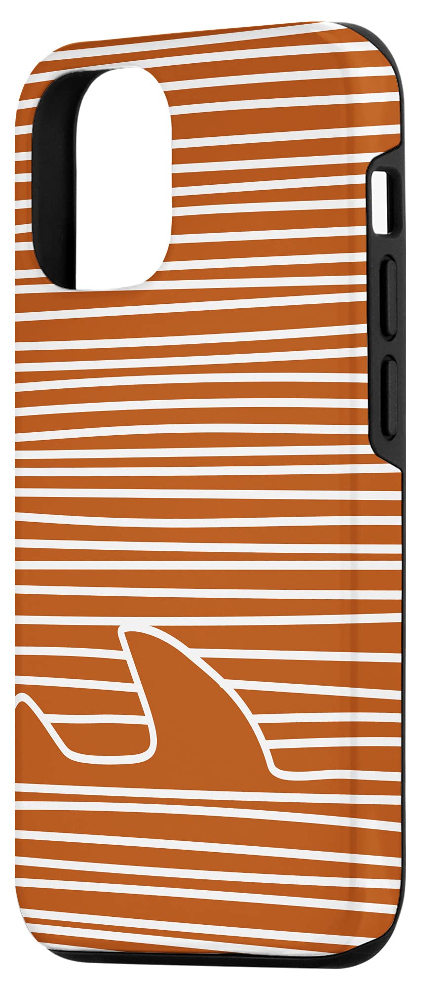 iPhone 12/12 Pro Case - Minimalist Shark Fin Line Art Design on Boho Burnt Orange Protective Cover | Perfect for Everyday Use, Travel & Outdoor Activities