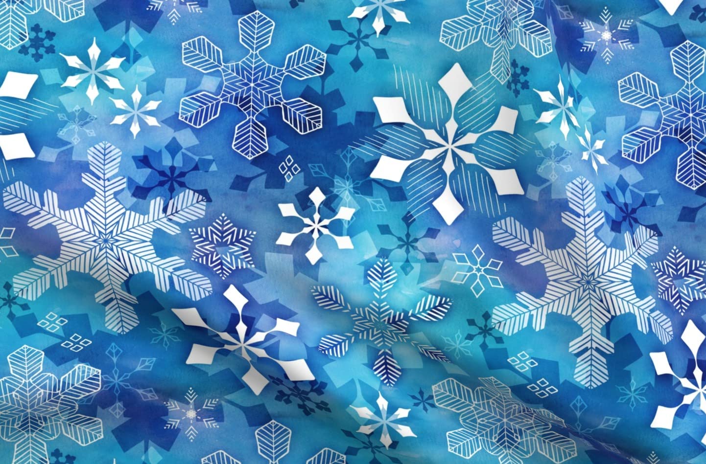 Aurora Snowflakes Large Blue Printed Minky Fabric by The Yard - Soft Plush Material for Sewing Baby Blankets, Quilt Backing & DIY Crafts - Perfect for Nursery Decor, Winter Projects & Cozy Home Accessories
