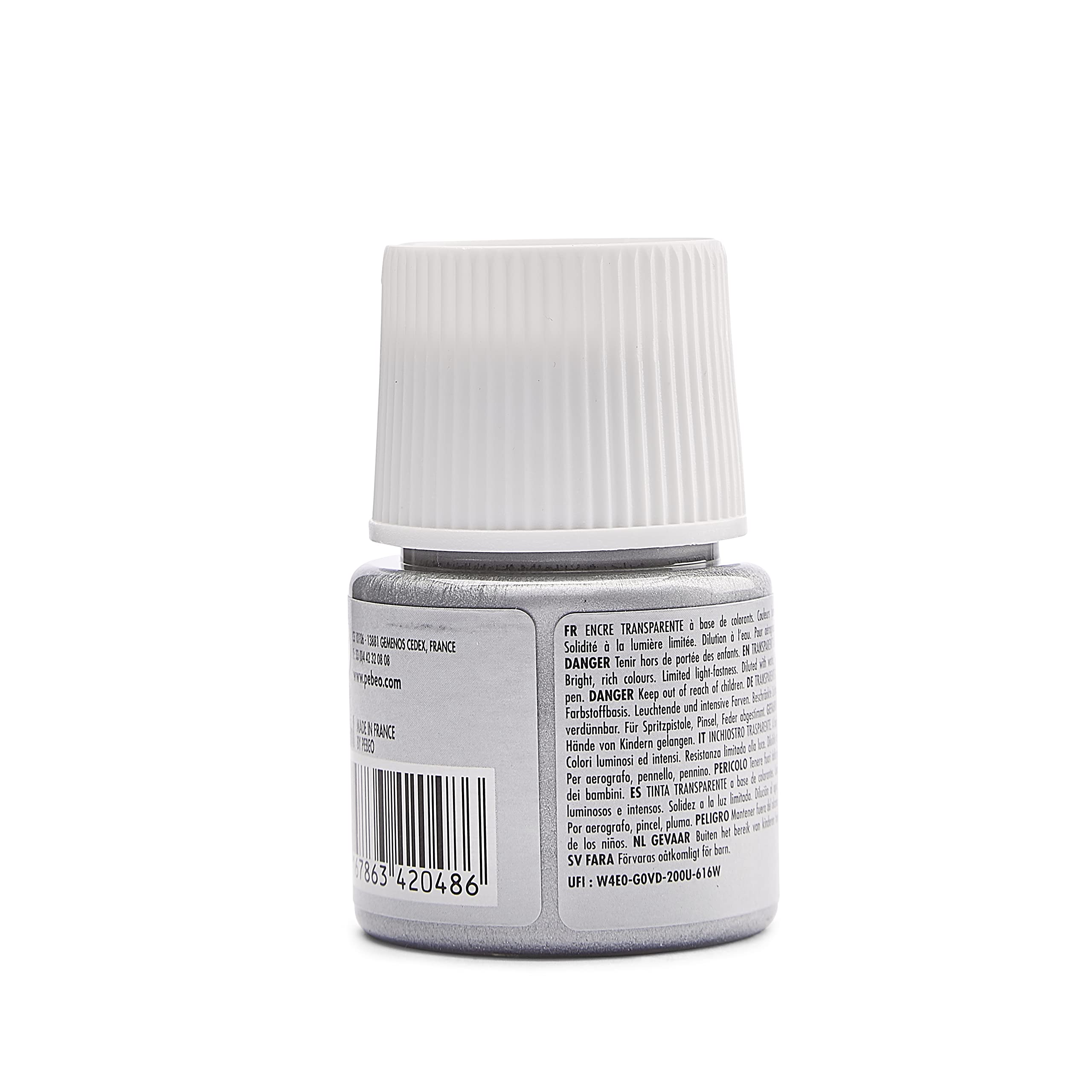 Pebeo Colorex Watercolor Ink - 45ml Bottle with Dropper (Silver) | Premium Artist Paint for Calligraphy, Illustration & Mixed Media Art Projects