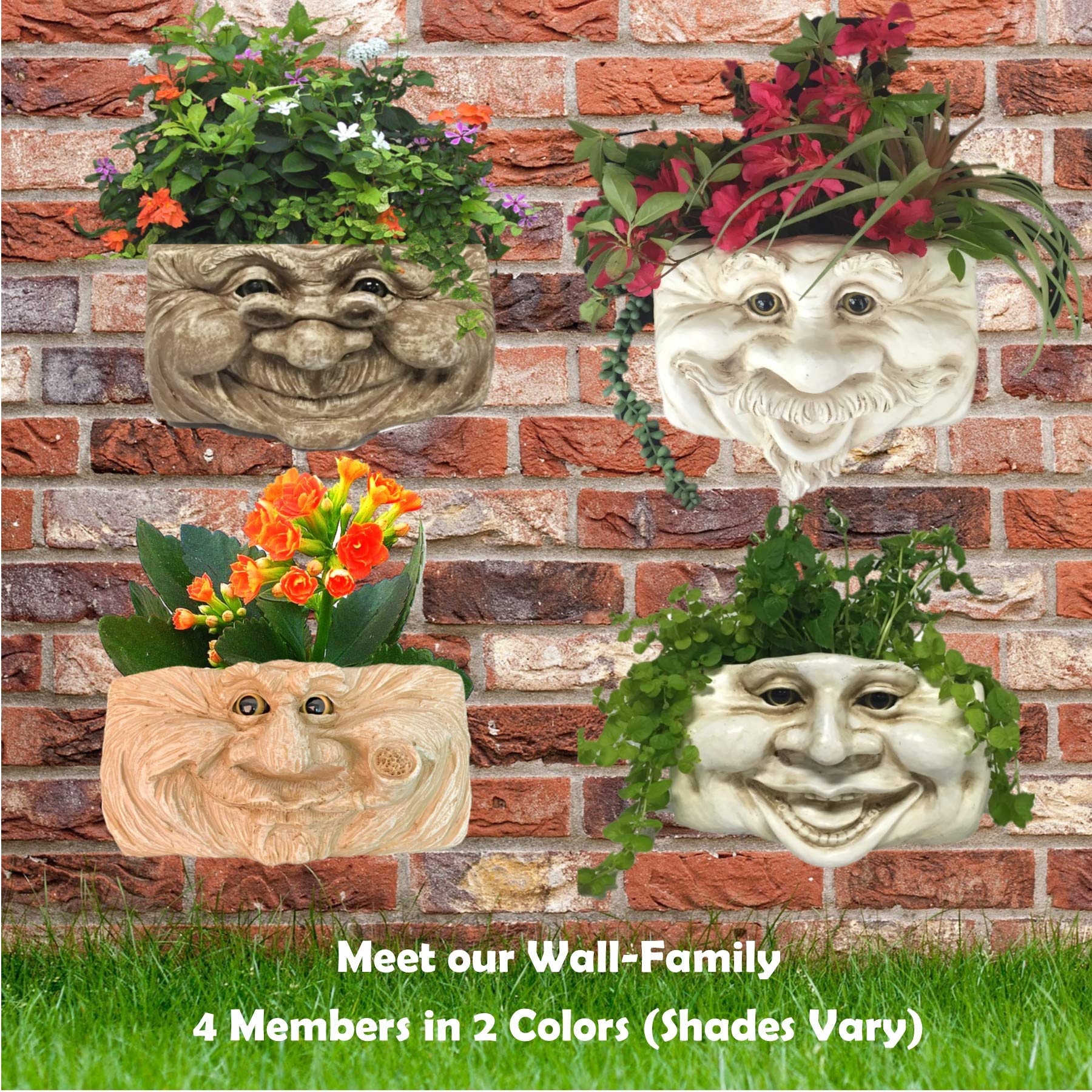 Uncle Nate and Aunt Minnie Stone Wash Face Statue Planter - Outdoor Garden Decor for Patio, Lawn & Tree Planting | Perfect for Home, Yard & Garden Decoration