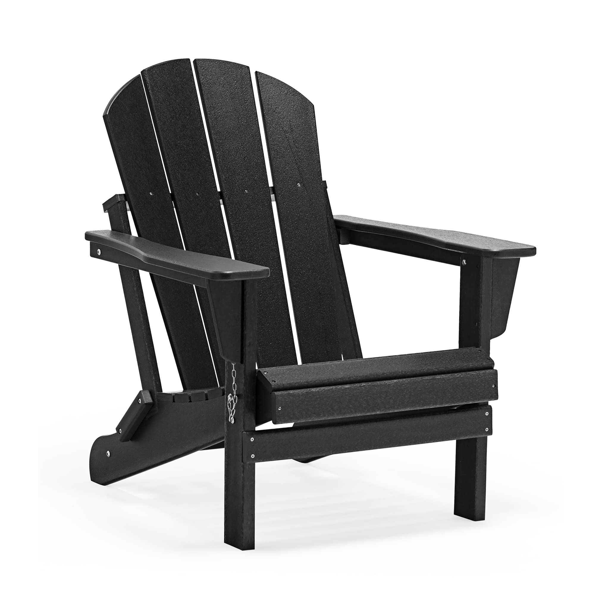 WO Home Furniture Adirondack Chairs & Table Set - 3-Piece Outdoor Patio Furniture with Folding Chairs & Side Table - Weatherproof & UV Resistant - Perfect for Backyard, Garden, Fire Pit, Deck & Balcony (Black)