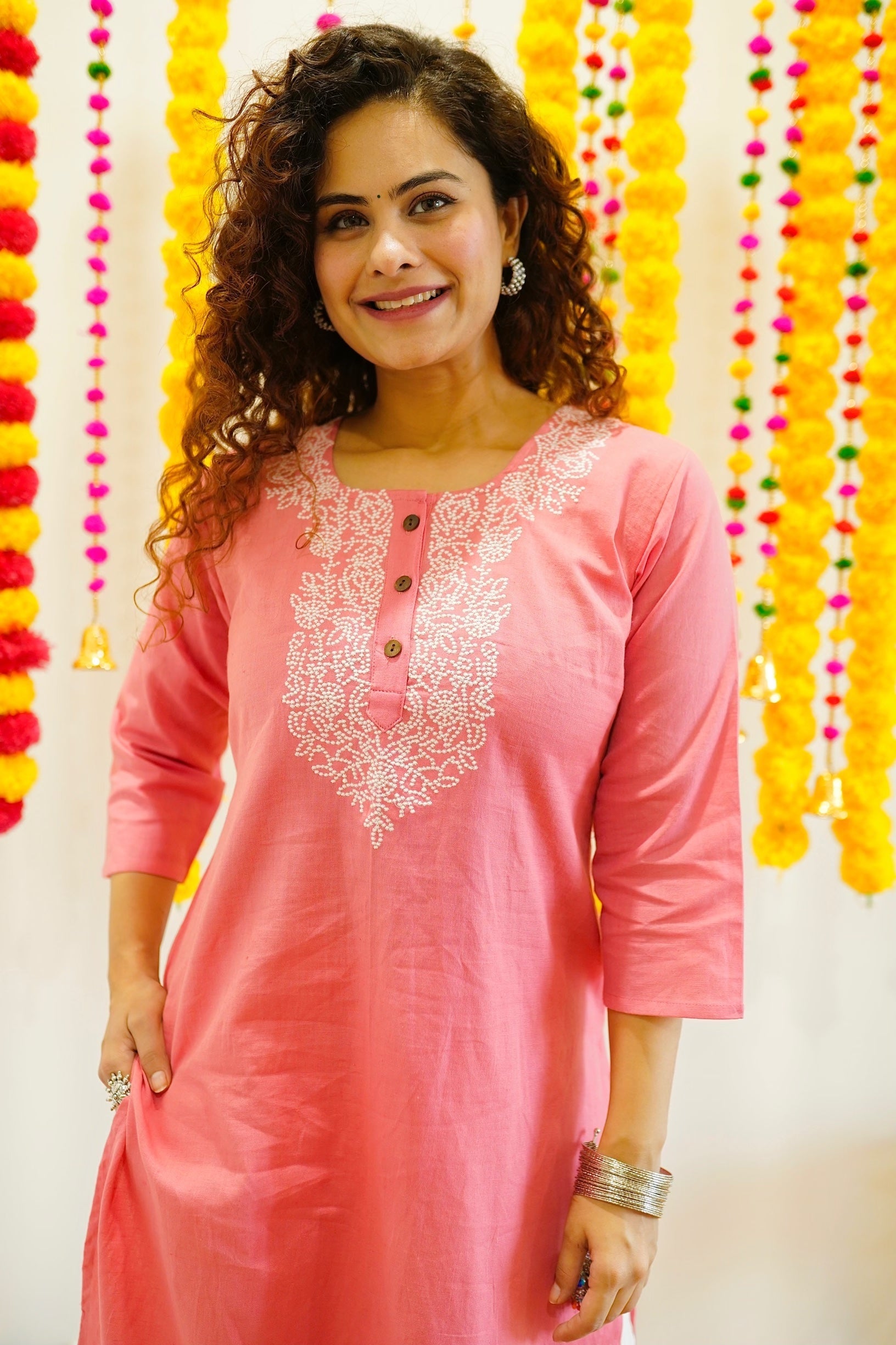 Elegant Pink and White Embroidered Kurta Set for Women | Traditional Indian Ethnic Wear | Perfect for Festivals, Weddings & Special Occasions