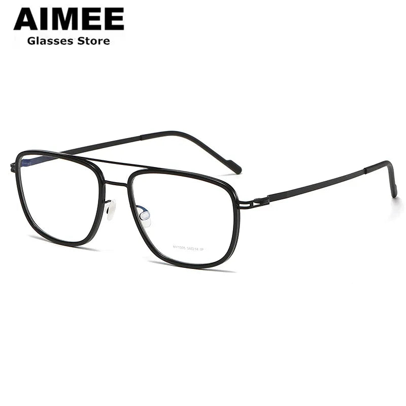 Aimee Unisex Full Rim Square Double Bridge Acetate Steel Eyeglasses 1315 - Stylish & Durable Frames for Men & Women - Perfect for Work, Reading & Fashion Accessories