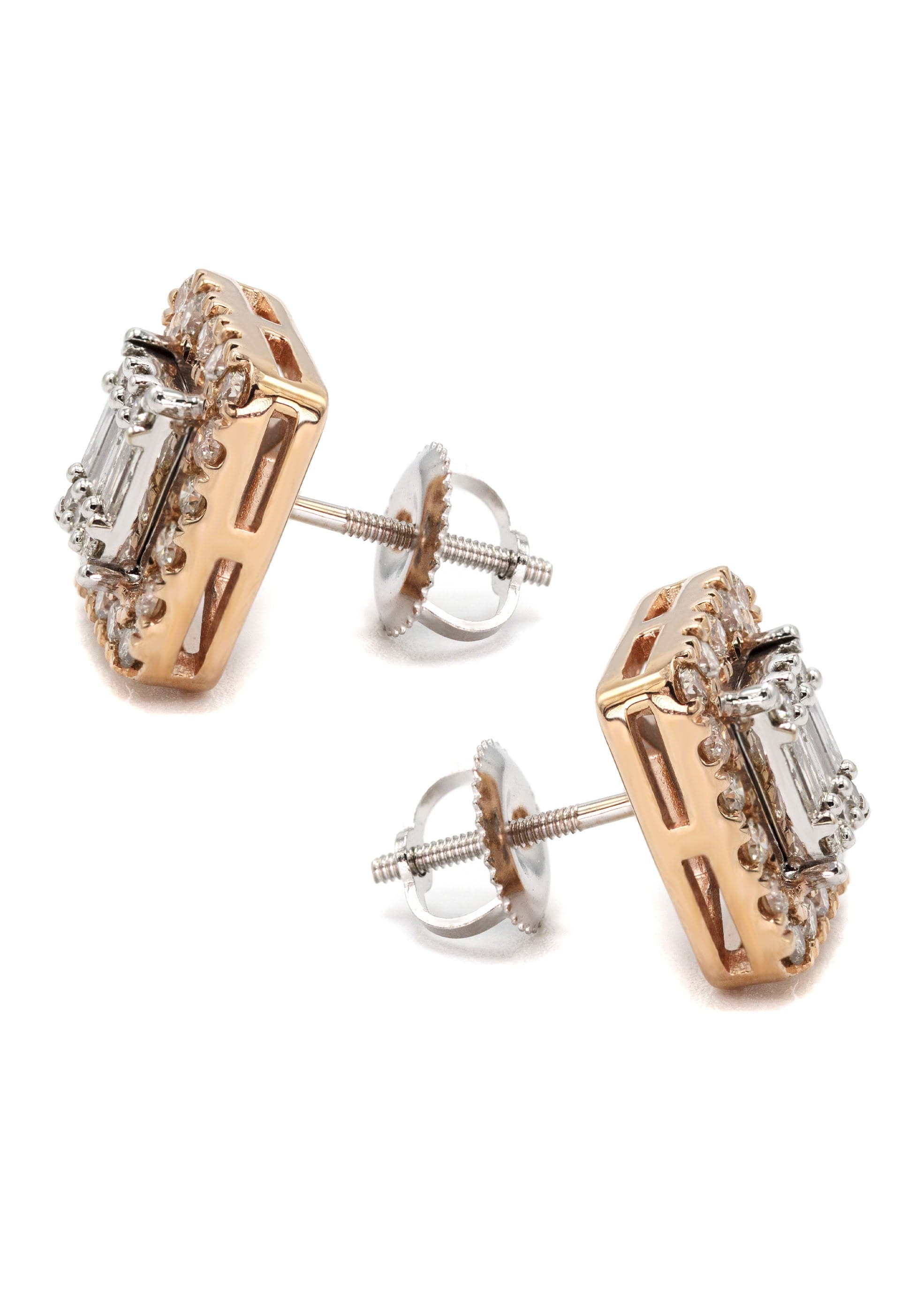 14K Yellow Gold Men's Diamond Baguette Earrings - 0.95 Carat Total Weight | 4.74 Grams | Luxury Wedding, Anniversary & Formal Event Jewelry Gift