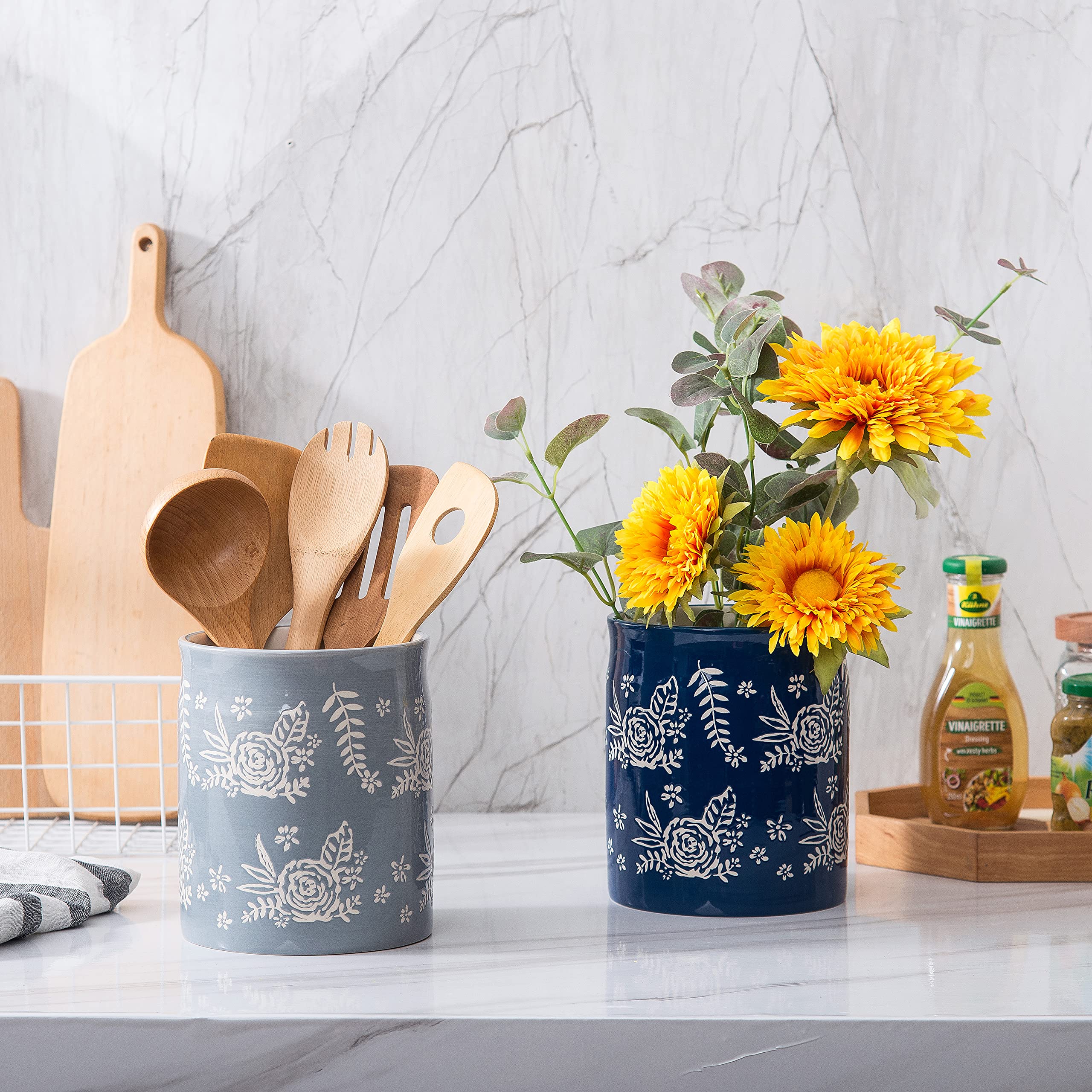 Wisenvoy Kitchen Utensil Holder - Countertop Organizer for Cooking Utensils, Spoons & Spatulas - Perfect for Kitchen Counter, Stove or Dining Table Storage