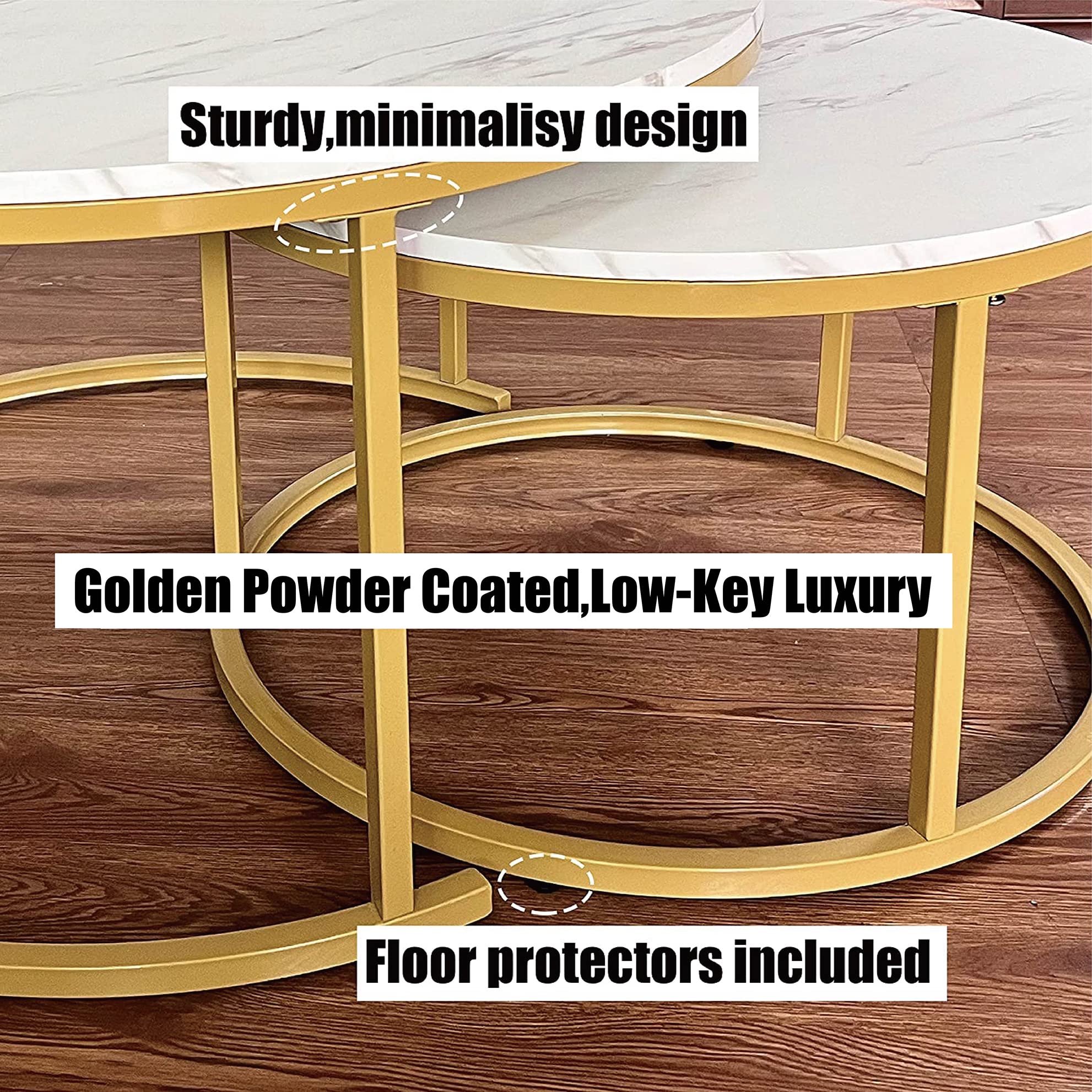 AT-VALY 2-Piece Round Nesting Coffee Table Set - 31.5
