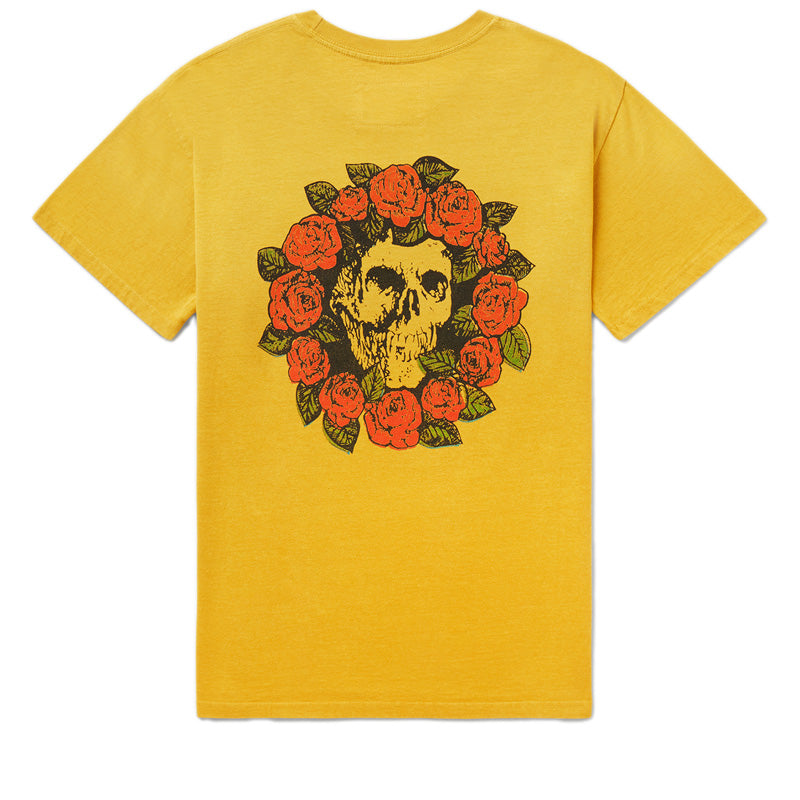 One Of These Days Wreath Of Roses Graphic T-Shirt - Mustard Yellow Casual Tee for Women | Perfect for Summer Outfits, Beach Days & Casual Wear