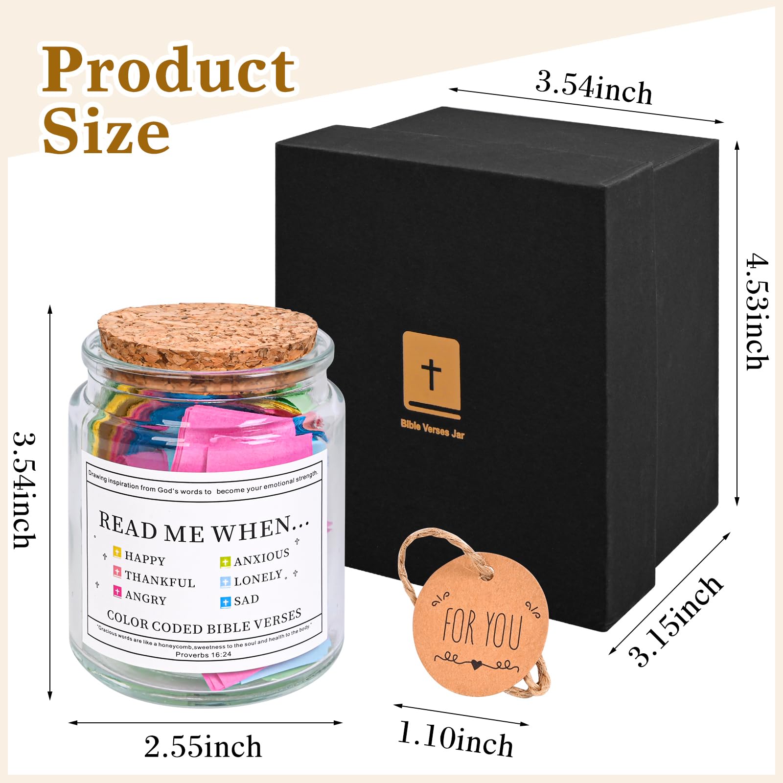 Bible Verse Jar - Inspirational Scripture Quotes for Emotions & Feelings | Christian Religious Gift for Easter, Graduation, Birthday | Perfect for Women, Men, Mom, Dad & Friends | Daily Devotional & Encouragement Tool