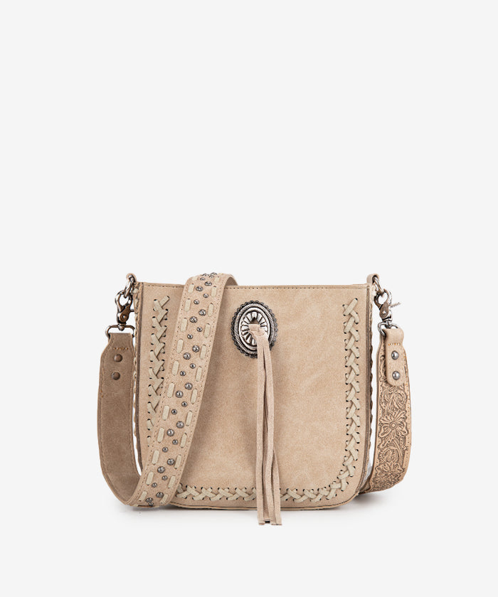Montana West Genuine Leather Tooled Whipstitch Crossbody Purse for Women - Stylish Handbag for Everyday Use, Travel & Shopping