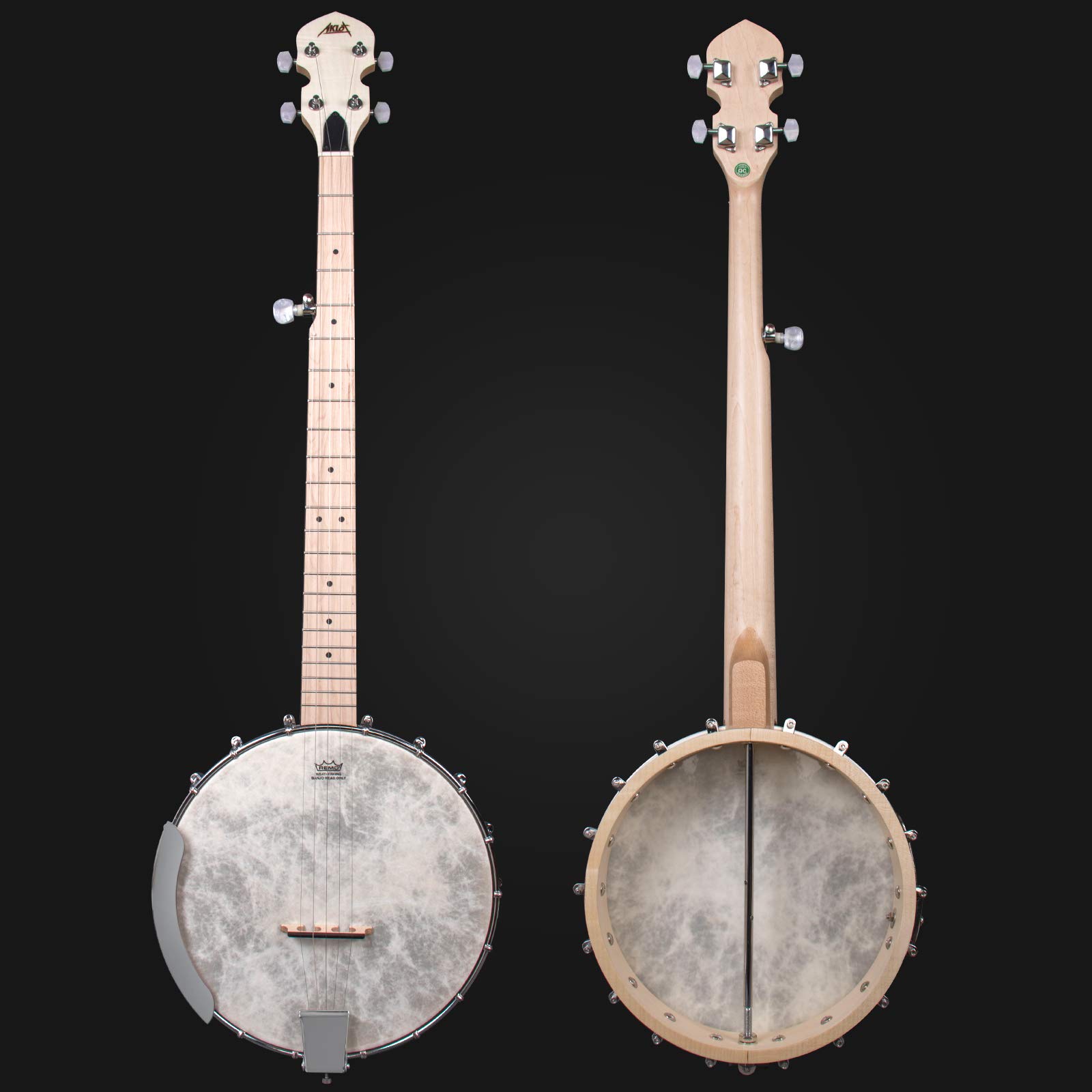 AKLOT 5-String Full Size Open Back Banjo - Professional Maple Body with Remo Head, Adjustable Neck - Includes 2 Tuning Wrenches, 4 Picks, Strings, Digital Tuner, Strap, Ruler & Cleaning Cloth with Gig Bag - Perfect for Beginners & Professionals - Ideal for Bluegrass, Folk Music & Live Performances