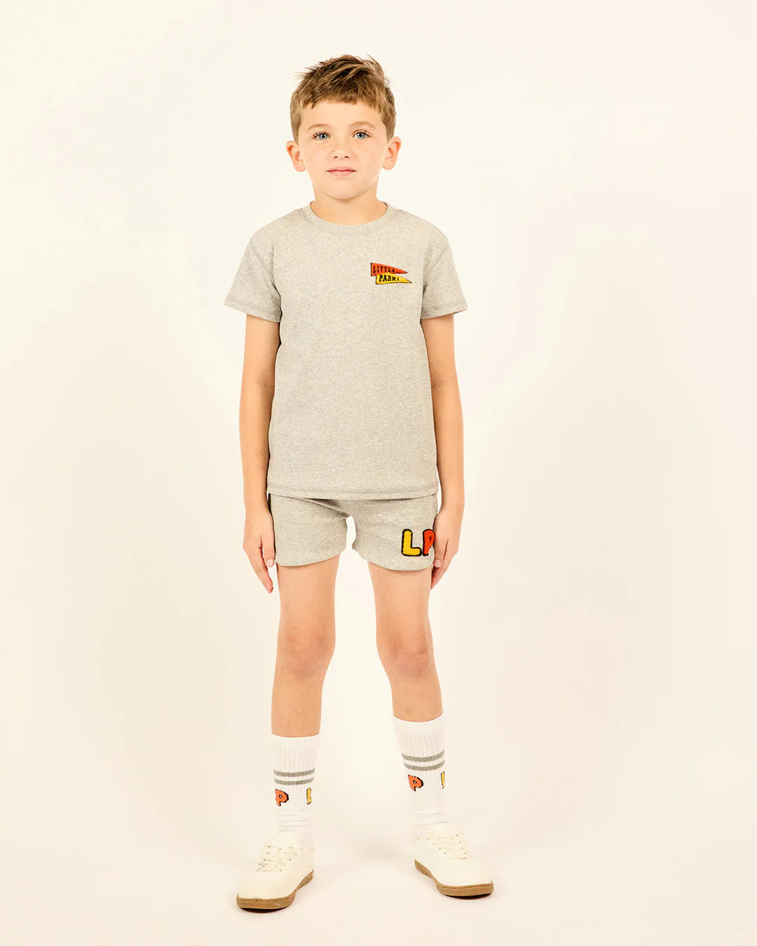 Little Parni Grey Flag Patch Crewneck Sweatshirt - Stylish & Comfortable for Casual Wear, Street Fashion & Everyday Outfits