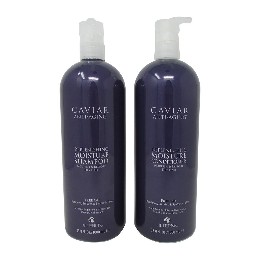 Alterna Caviar Anti-Aging Replenishing Moisture Shampoo & Conditioner Set - 33.8 oz Hydrating Hair Care Duo for Dry, Damaged Hair - Perfect for Salon-Quality Treatment at Home