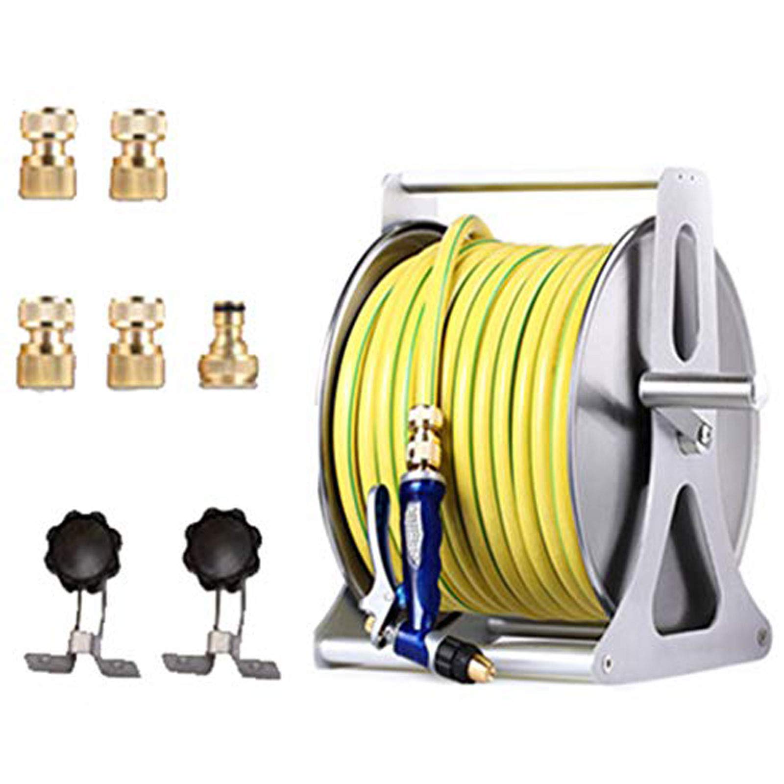 DBMGB Retractable Garden Hose Reel - 15m/20m/25m/30m Stainless Steel Water Hose Storage Holder & Space-Saving Wall Mount - Perfect for Lawn Care, Car Washing & Outdoor Watering