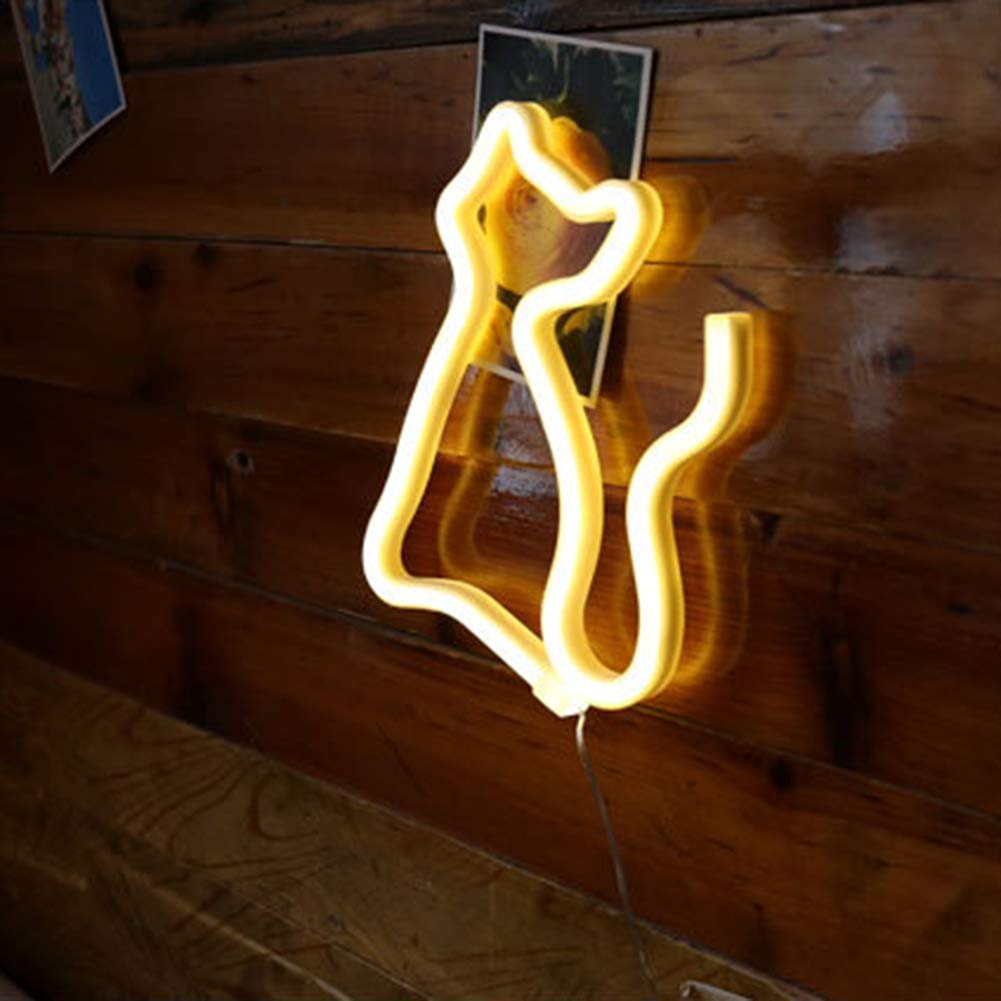 Cat LED Neon Sign - Warm White Wall Decor for Kids Room, Nursery, Living Room, Wedding & Party | Unique Christmas & Birthday Gift Idea for Cat Lovers