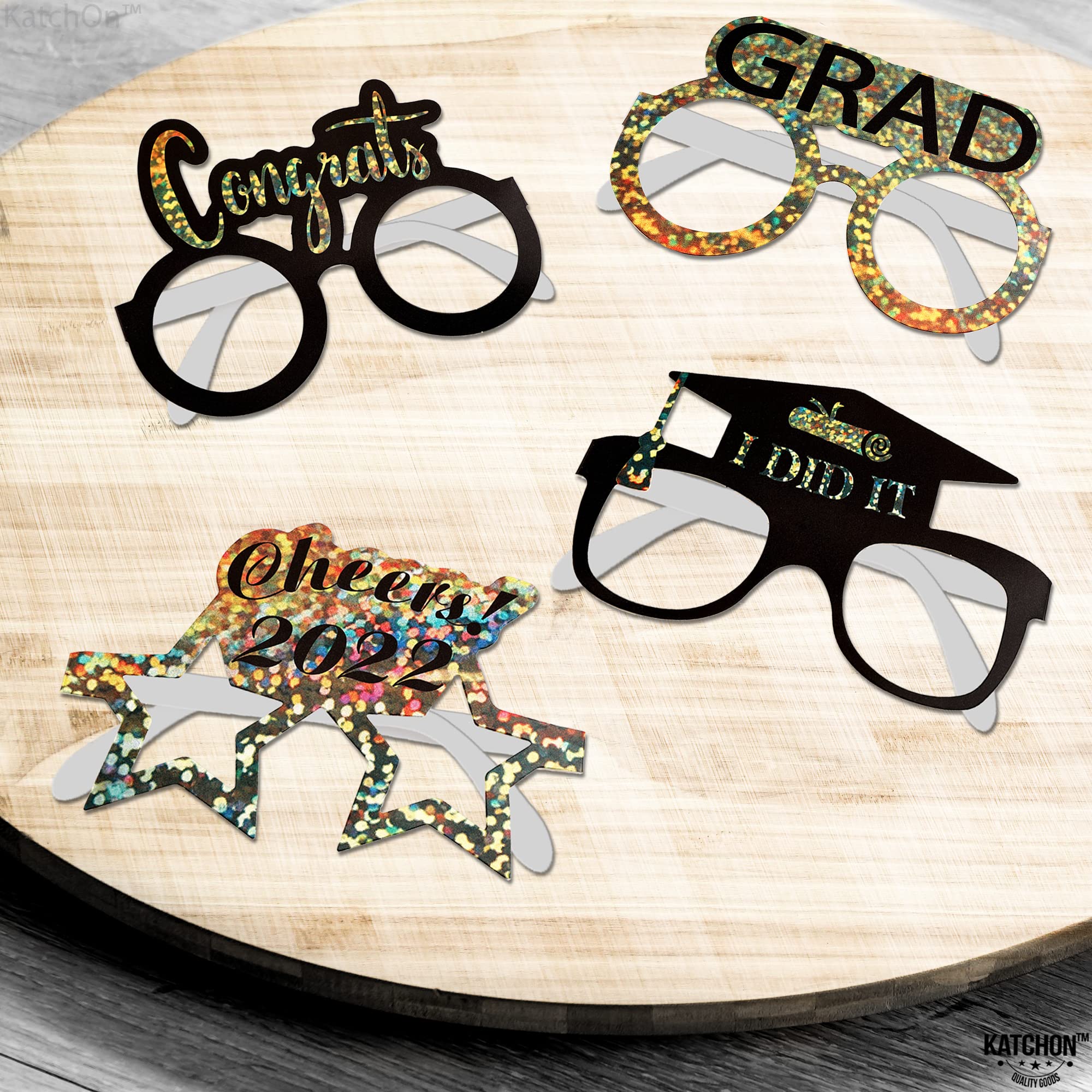 2022 Graduation Glasses - 12 Pack Black & Gold | Photo Booth Props, Party Decorations & Favors | Perfect for Graduation Parties, Ceremonies & Celebrations