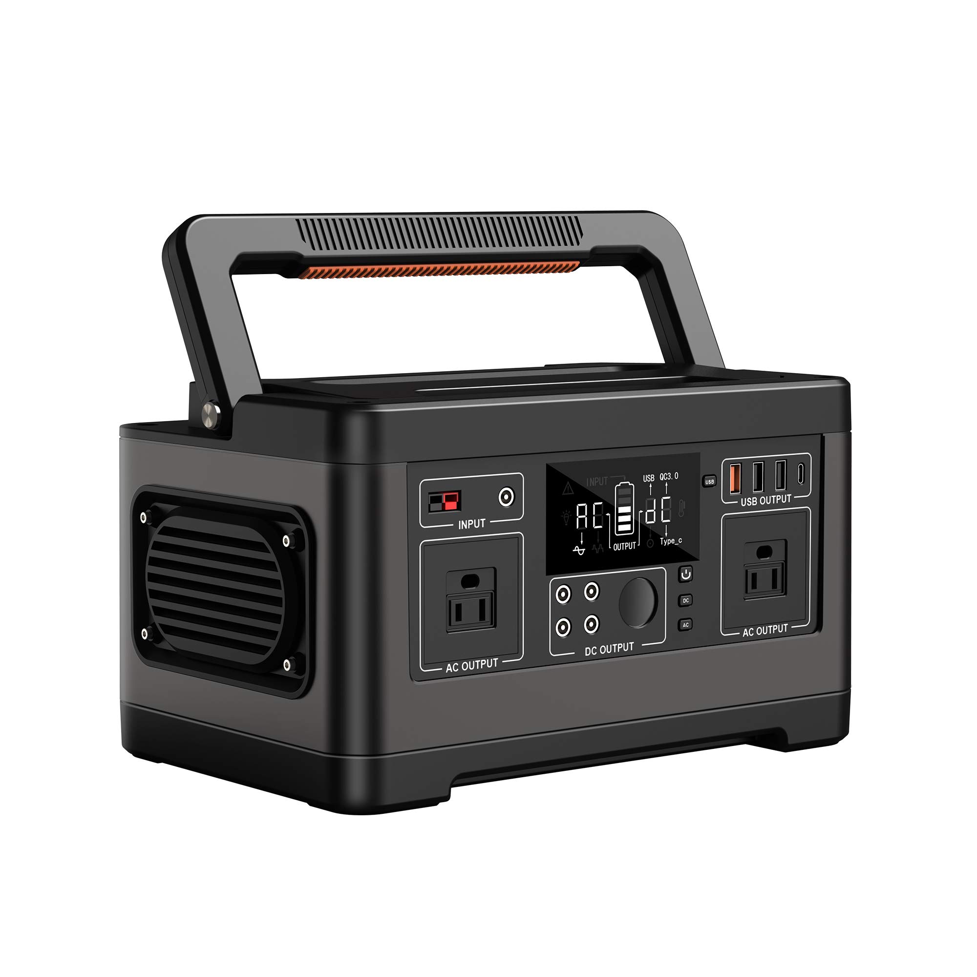 500W Portable Power Station with 520Wh Capacity, 110V AC Outlet & 3 Charging Methods - Solar Generator for Camping, RV, Emergency Backup & Outdoor Adventures (Solar Panel Compatible) - Perfect for Powering Phones, Laptops, Lights & Small Appliances During Blackouts or Off-Grid Trips