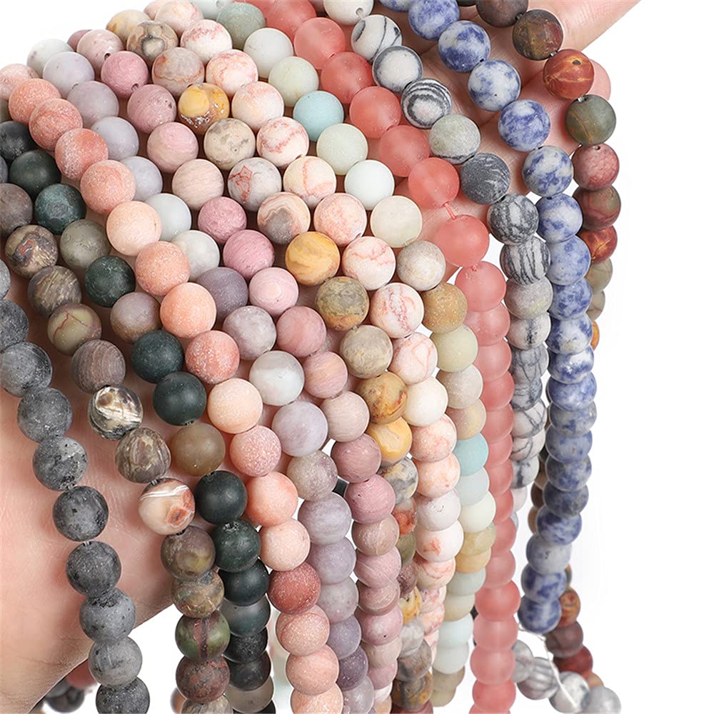 Matte Natural Stone Lilac Round Loose Beads 4-12mm for Jewelry Making, DIY Bracelets, Necklaces - Frosted Mineral Beads (10mm, 38Pcs) - Perfect for Boho, Handmade & Craft Projects