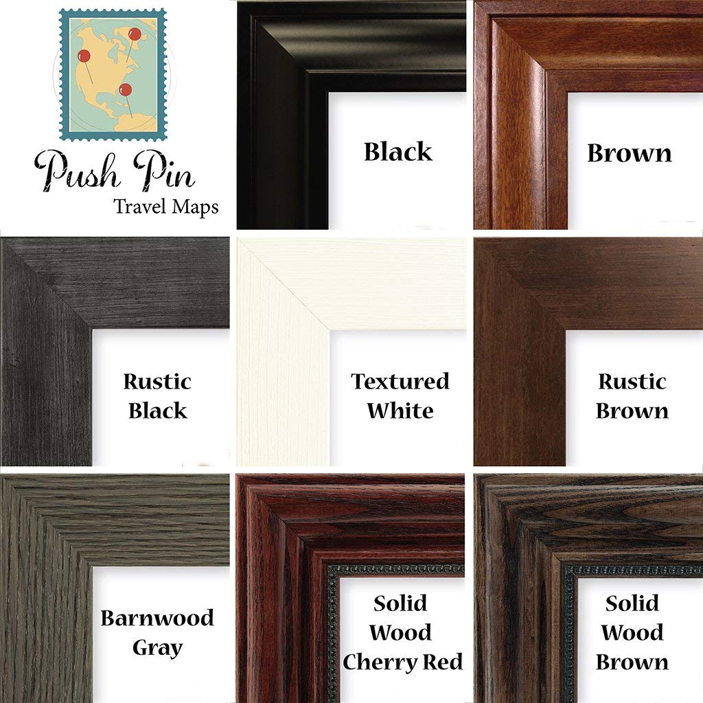 Amusement Parks Bucket List Tracker - Rustic Brown Wood Frame - 13.5x23.5 Inch Theme Park Travel Map - Canvas Wall Art for Home Decor & Travel Enthusiasts - Perfect for Living Room, Bedroom or Office