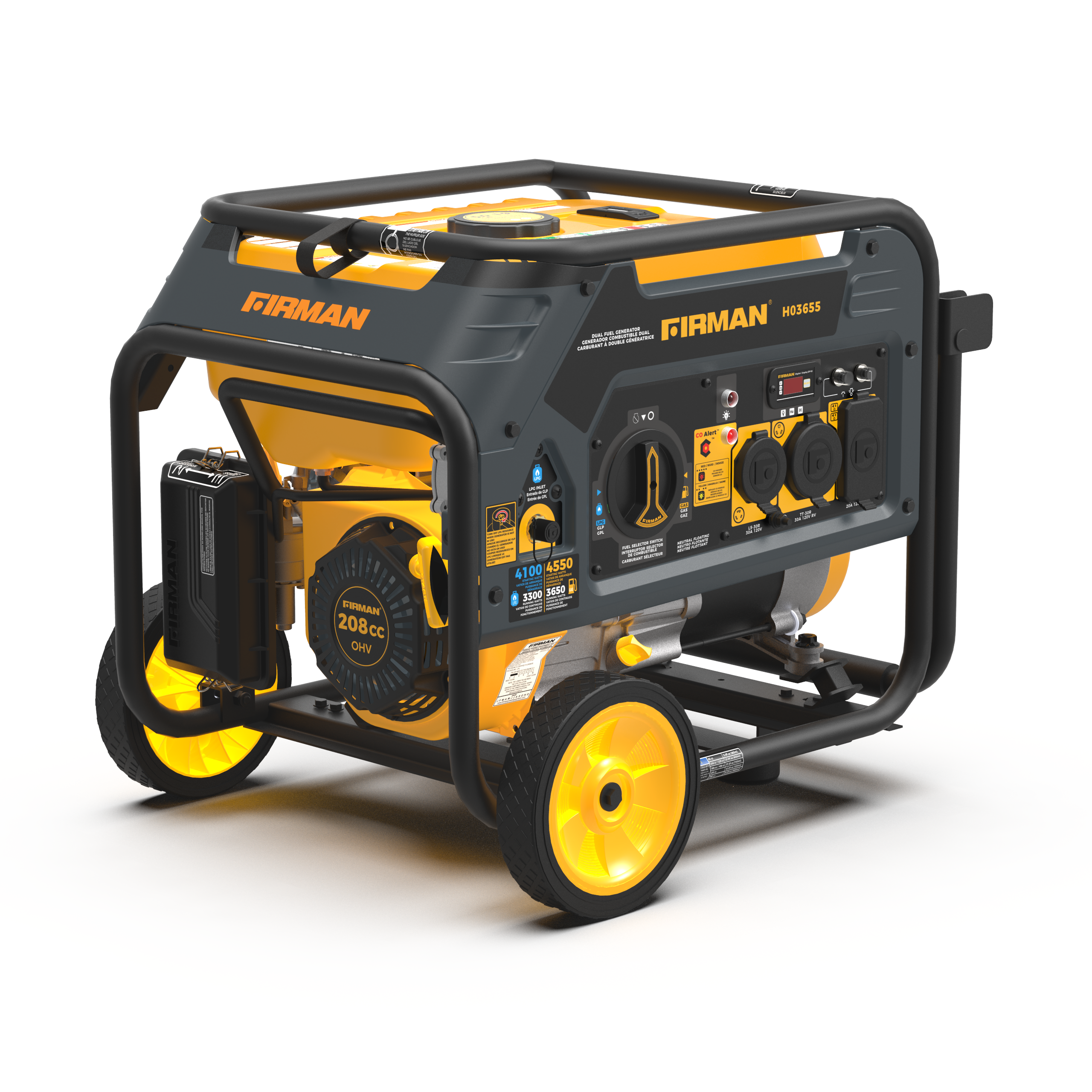 Dual Fuel Portable Generator 4550W/3650W with Recoil Start - Perfect for Camping, Home Backup & Outdoor Power Needs