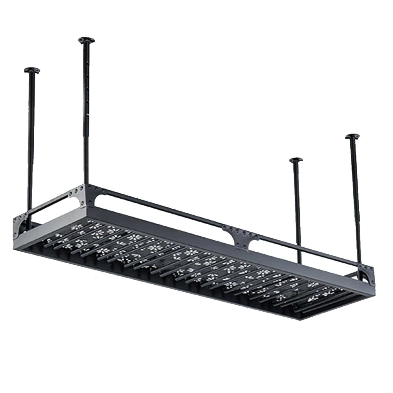 GELISURE Black Metal Ceiling Hanging Wine Bottle Holder & Glass Rack - 100x35cm Stemware Organizer for Kitchen, Bar, Restaurant - Rustic Wine Storage Shelf for Goblets, Decorative Display Stand for Home Decor