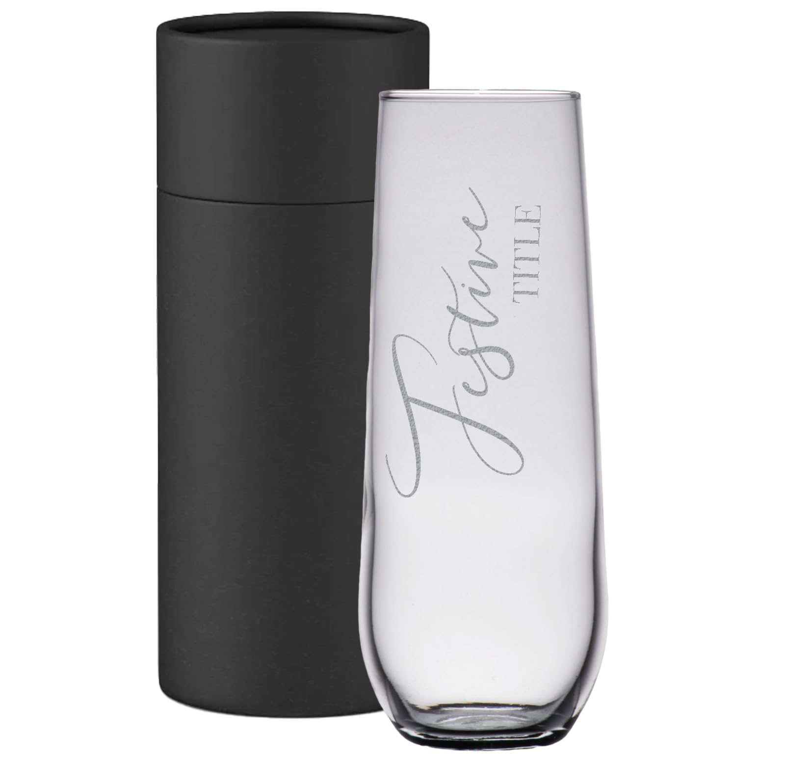 Personalized Engraved 8.5oz Stemless Champagne Flute - Custom Etched Glassware for Women, Bridesmaids & Bridal Showers - Elegant Mimosa Bar Supplies for Weddings, Baby Showers & Birthday Parties - Perfect for Celebrations & Special Occasions