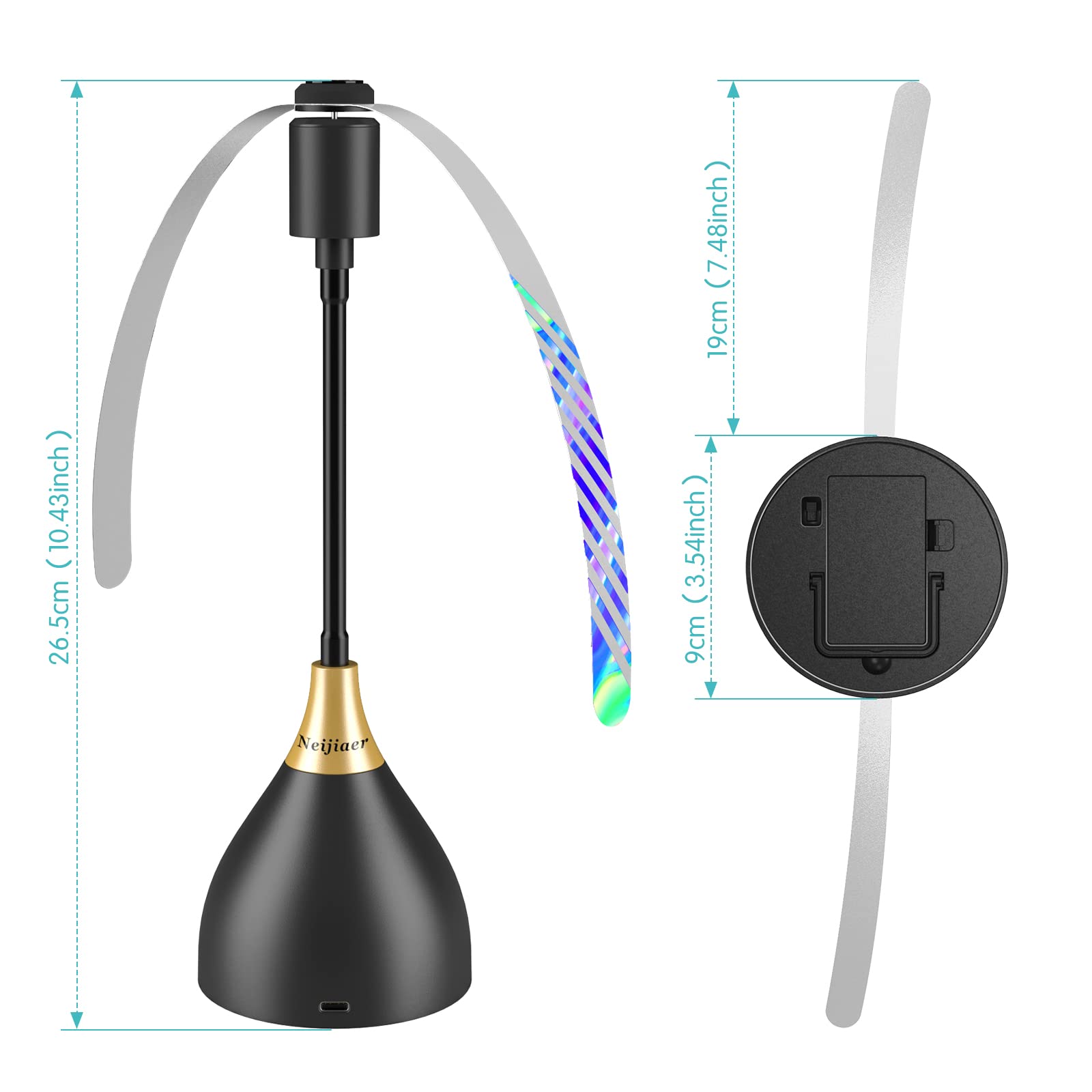 USB/Battery Powered Silent Table Fly Fan - Soft Blade Insect Repellent for Outdoor Dining, Picnics & Kitchen - Portable Food Protection (2 Pack)