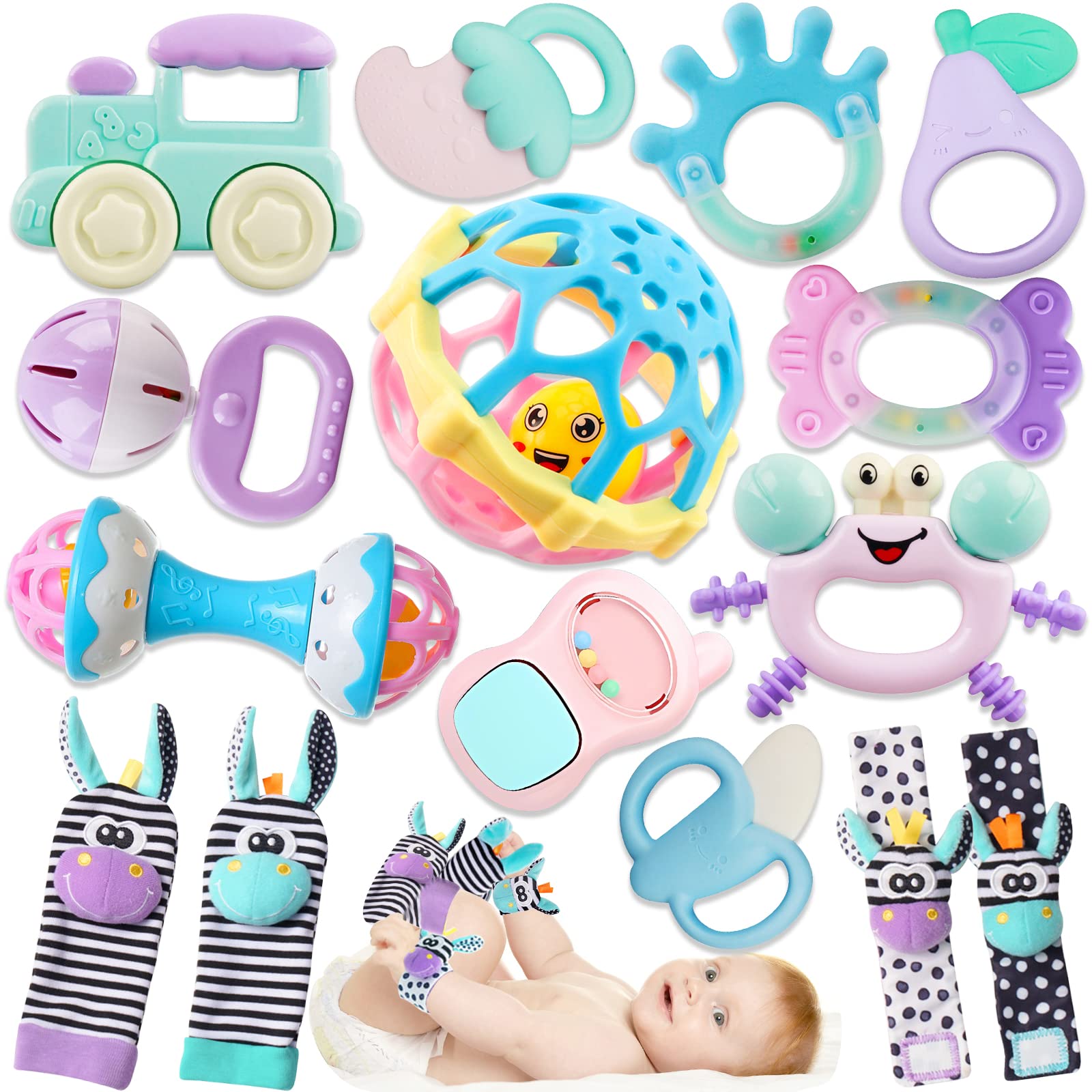 Best Baby Rattles for 0-12 Months - Soft Teething Toys & Infant Rattle Socks for Newborns, Boys & Girls | Perfect Baby Shower Gifts & Sensory Play for Early Development