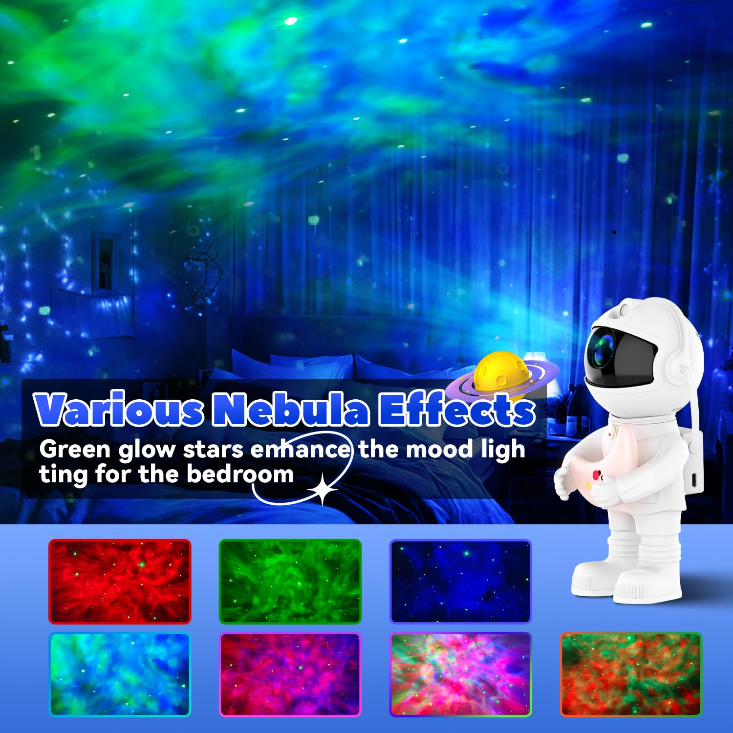 Wonhag Astronaut Star Projector Galaxy Night Light - LED Nebula Ceiling Lamp with Timer & Remote Control, Space Projector for Bedroom, Nursery, Kids Room Decor, Christmas & Birthday Gifts (White) - Perfect for Relaxation, Meditation, Sleep Aid, and Creating a Dreamy Space Atmosphere