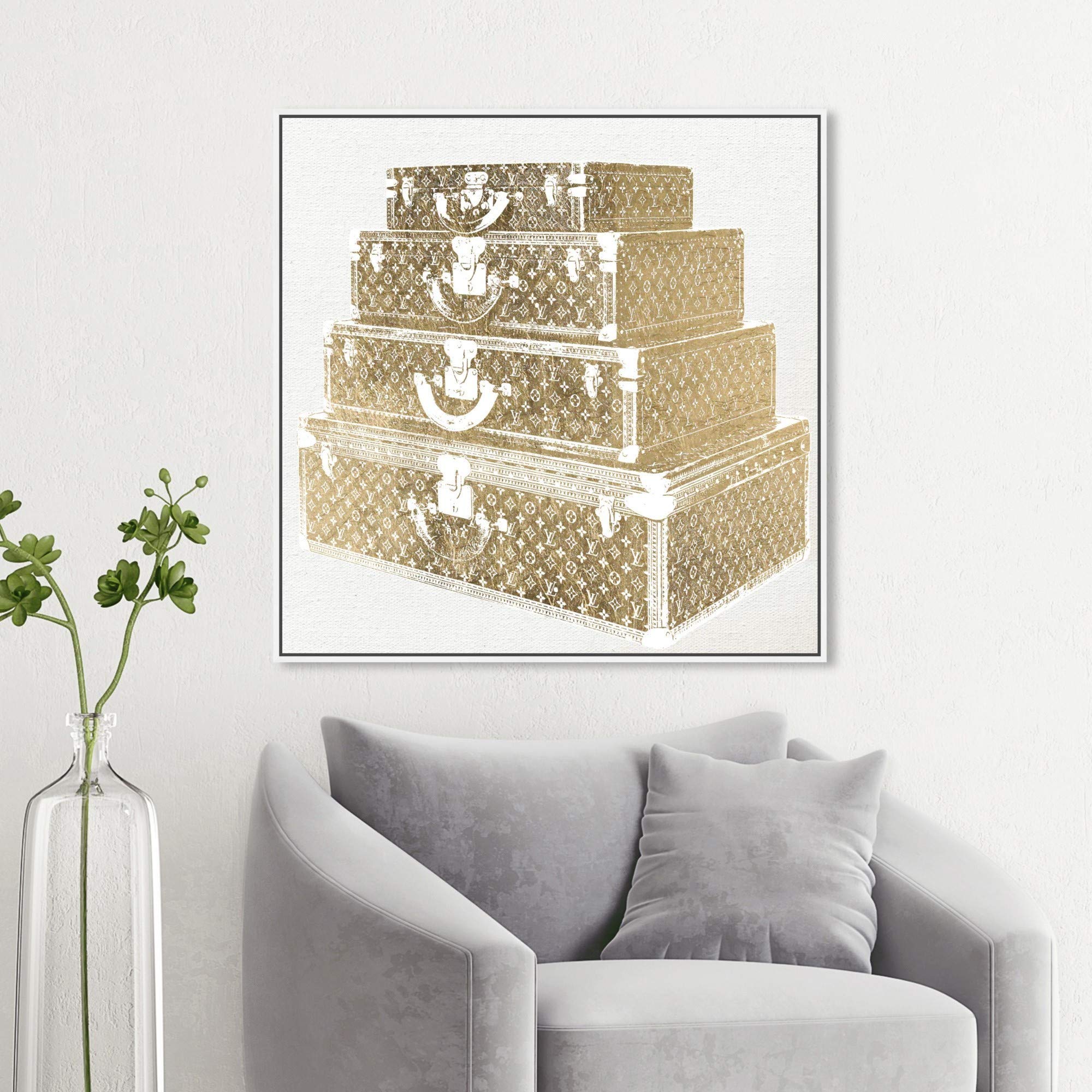 Oliver Gal Artist Co. Fashion & Glam Gold White Framed Wall Art Canvas Print - 30x30 Inches - Luxury Home Decor for Living Room, Bedroom & Office