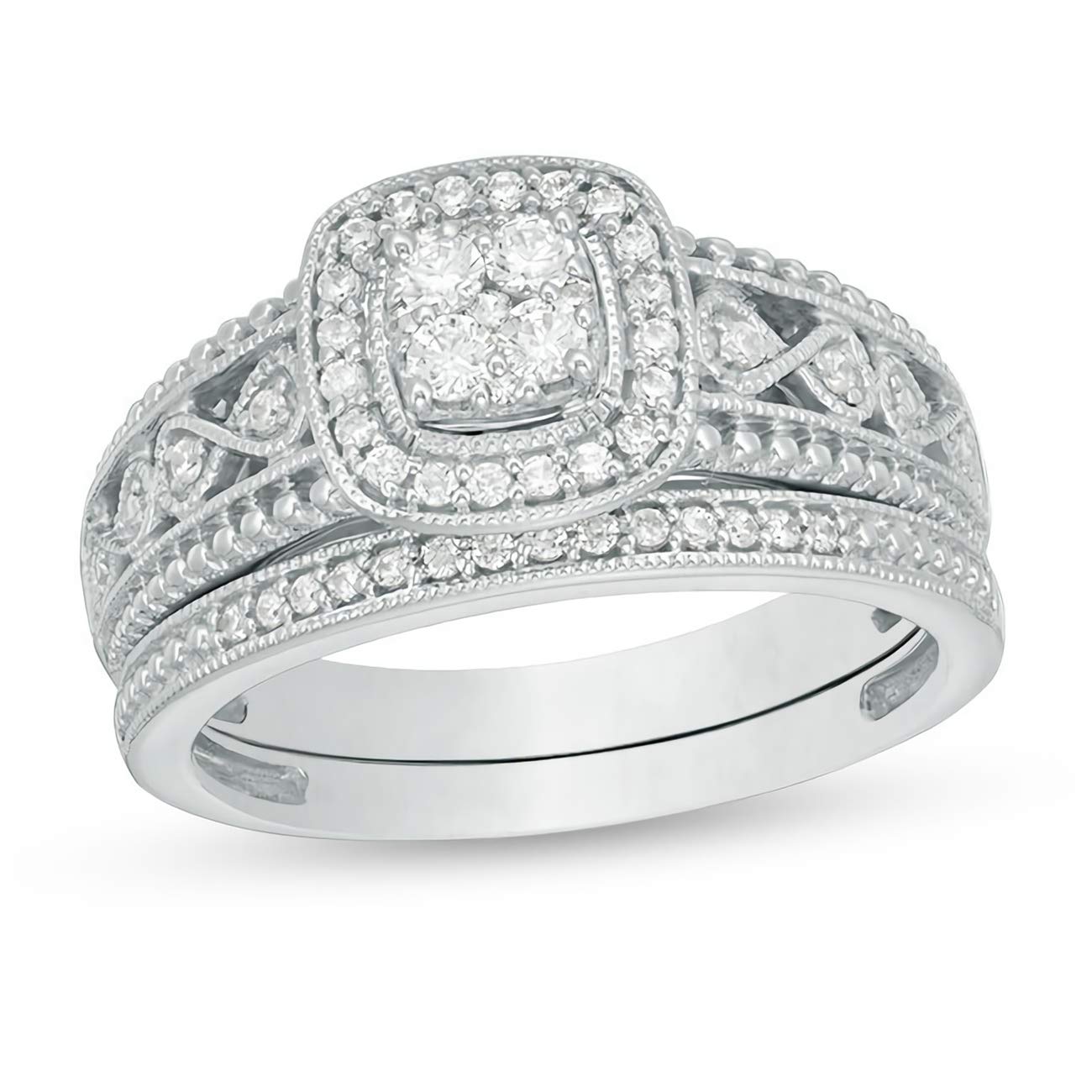 Moissanite Bridal Set - 10K 14K 18K Gold & Platinum Plated Silver Engagement Rings for Women - 4 Elegant Styles - Perfect for Weddings, Proposals & Anniversary Gifts