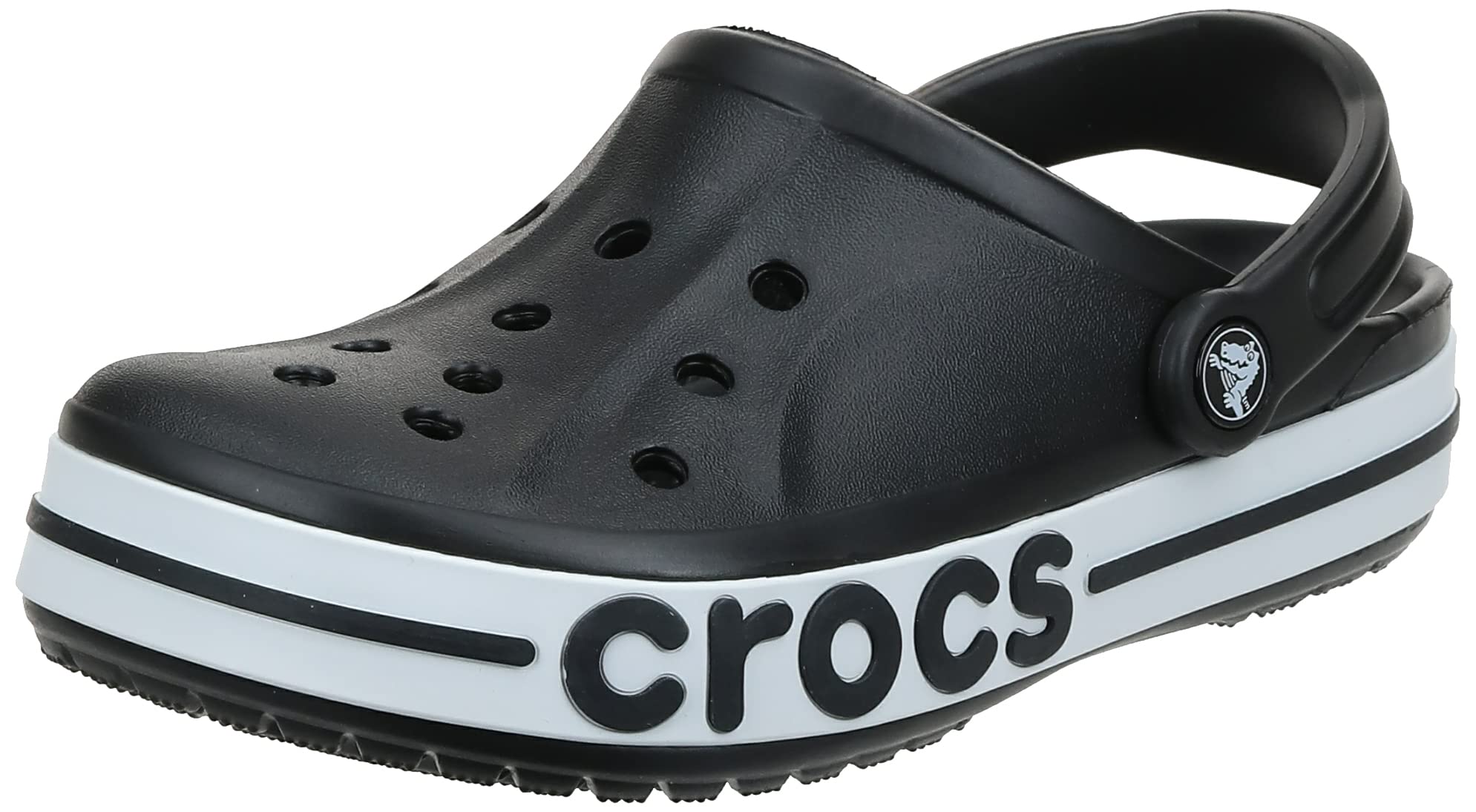 Crocs Bayaband Clog Shoes for Men - Comfortable Slip-On Water Shoes, Black/White, Size M12 - Perfect for Beach, Pool, Garden & Casual Wear